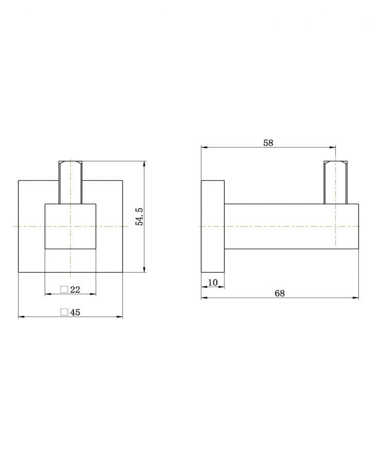 Square Robe Hook, Matte Black