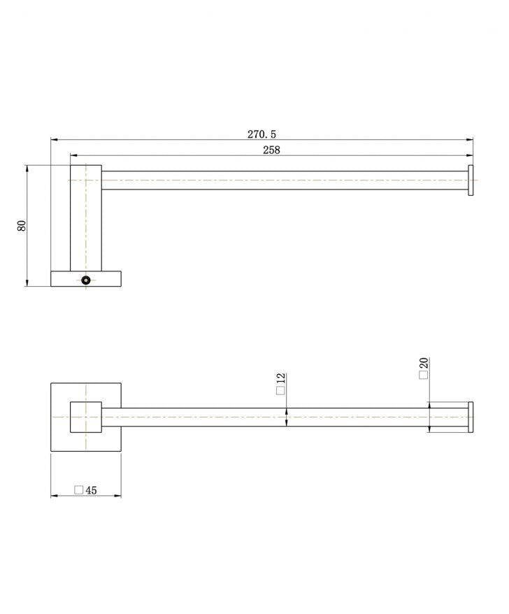 Square Guest Towel Rail, Matte Black