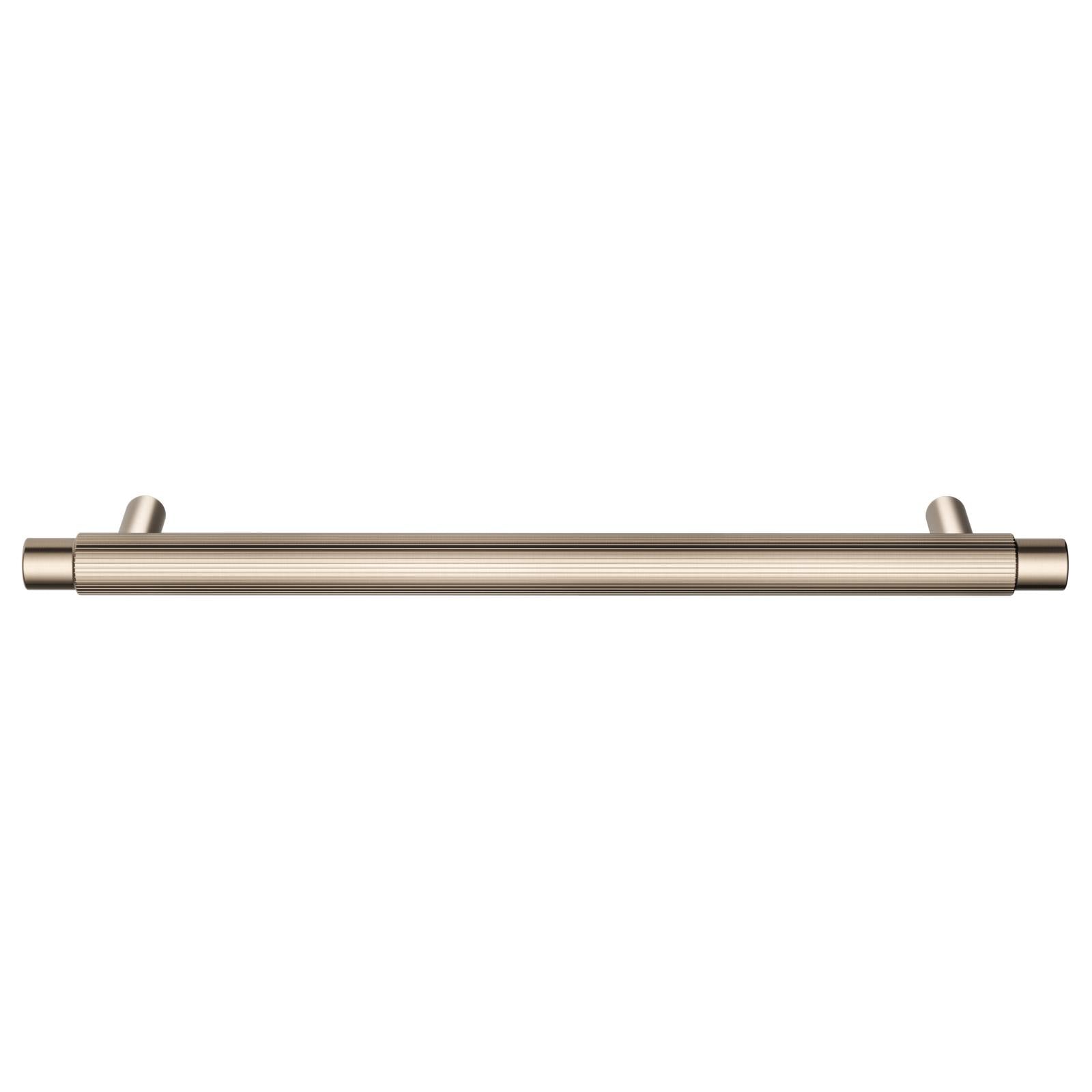 Oppen Round Pull 200mm Cabinet Handle (Linear Knurled), Champagne