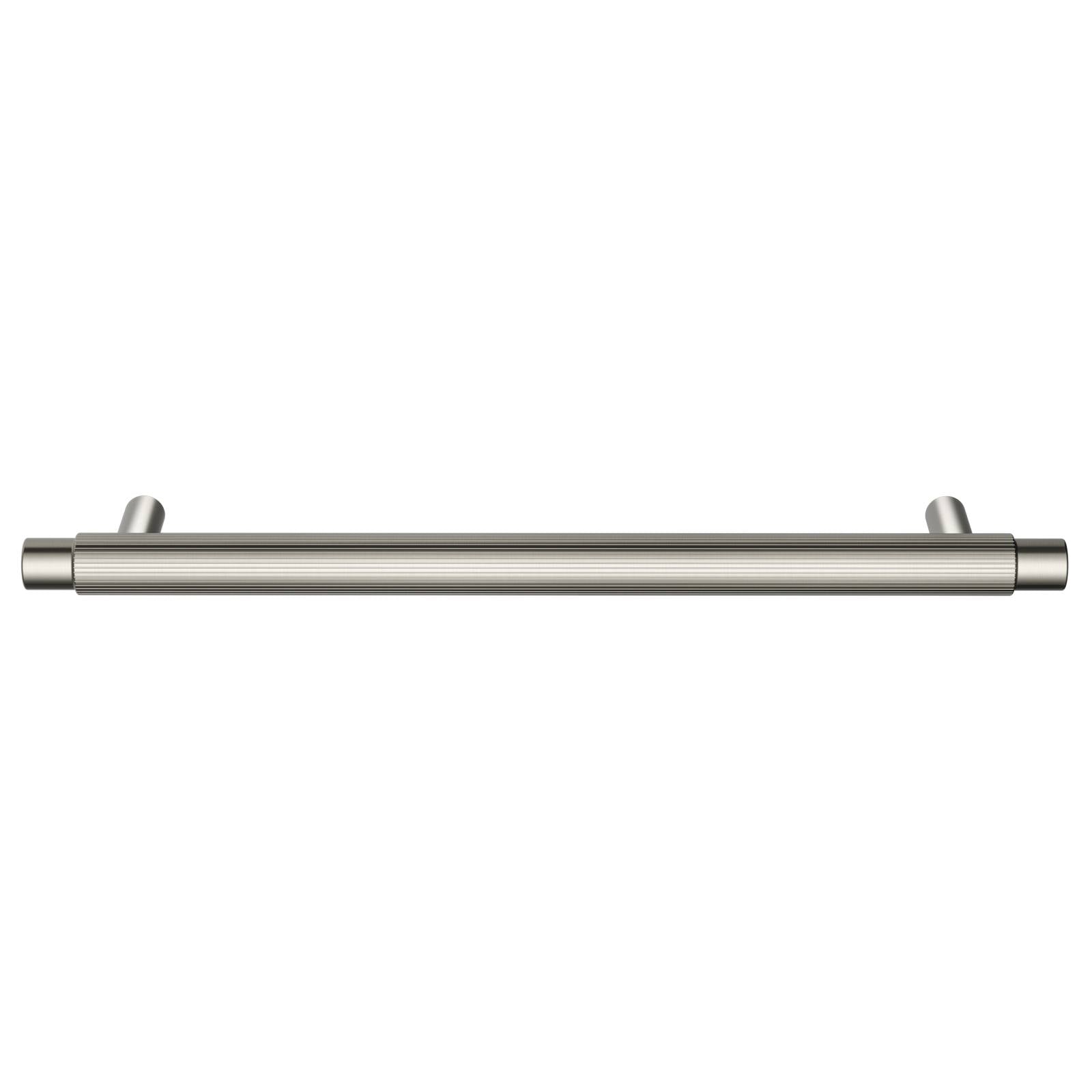 Oppen Round Pull 200mm Cabinet Handle (Linear Knurled), Brushed Nickel