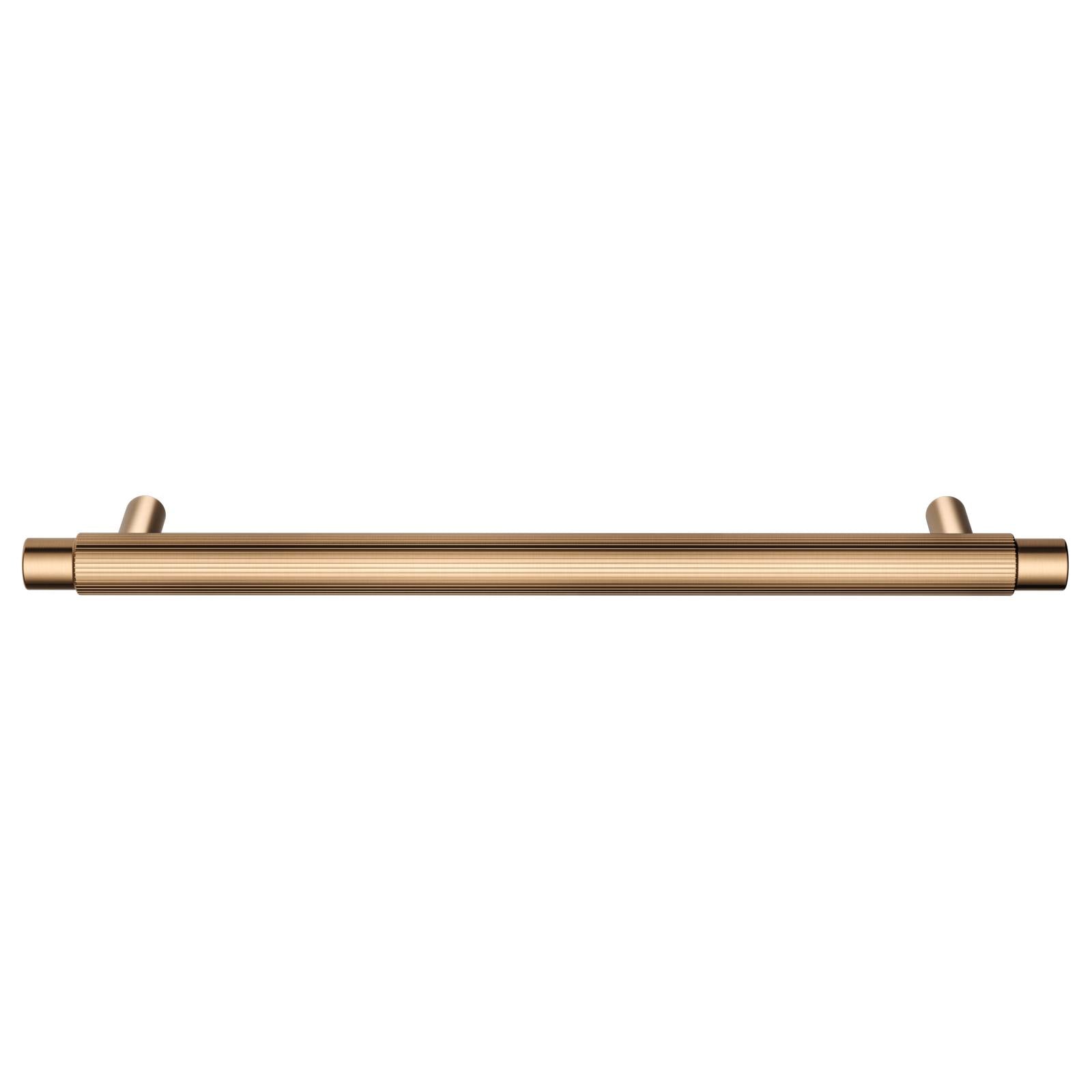 Oppen Round Pull 200mm Cabinet Handle (Linear Knurled), Lustre Bronze