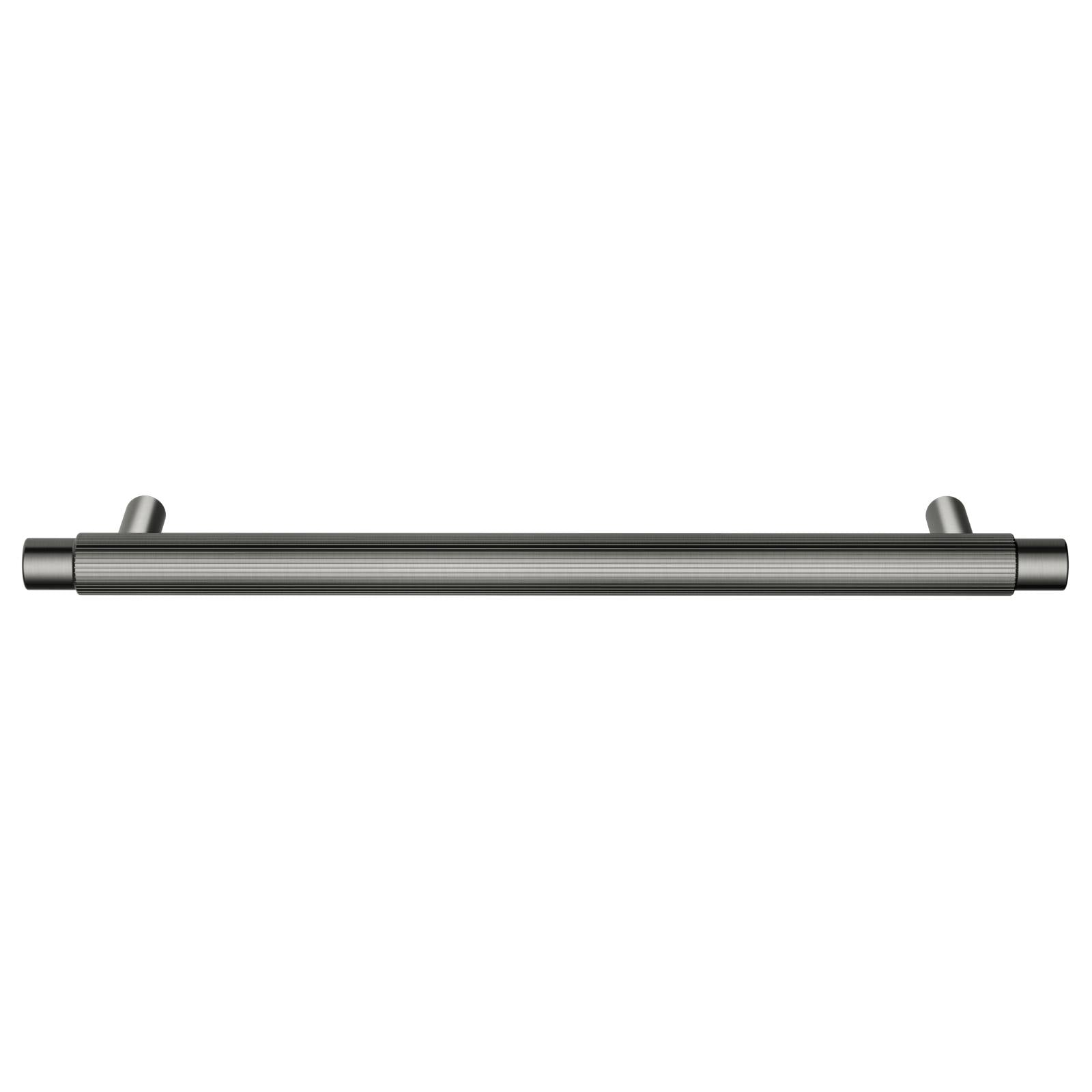 Oppen Round Pull 200mm Cabinet Handle (Linear Knurled), Shadow Gunmetal