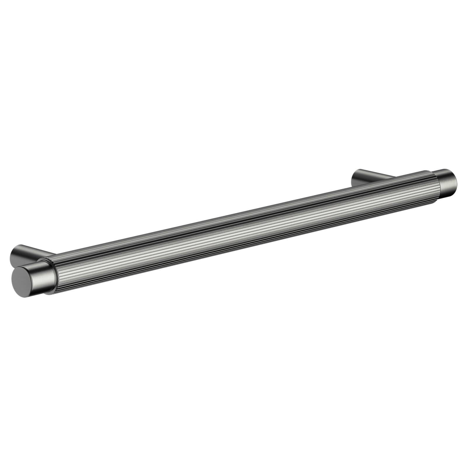 Oppen Round Pull 200mm Cabinet Handle (Linear Knurled), Shadow Gunmetal