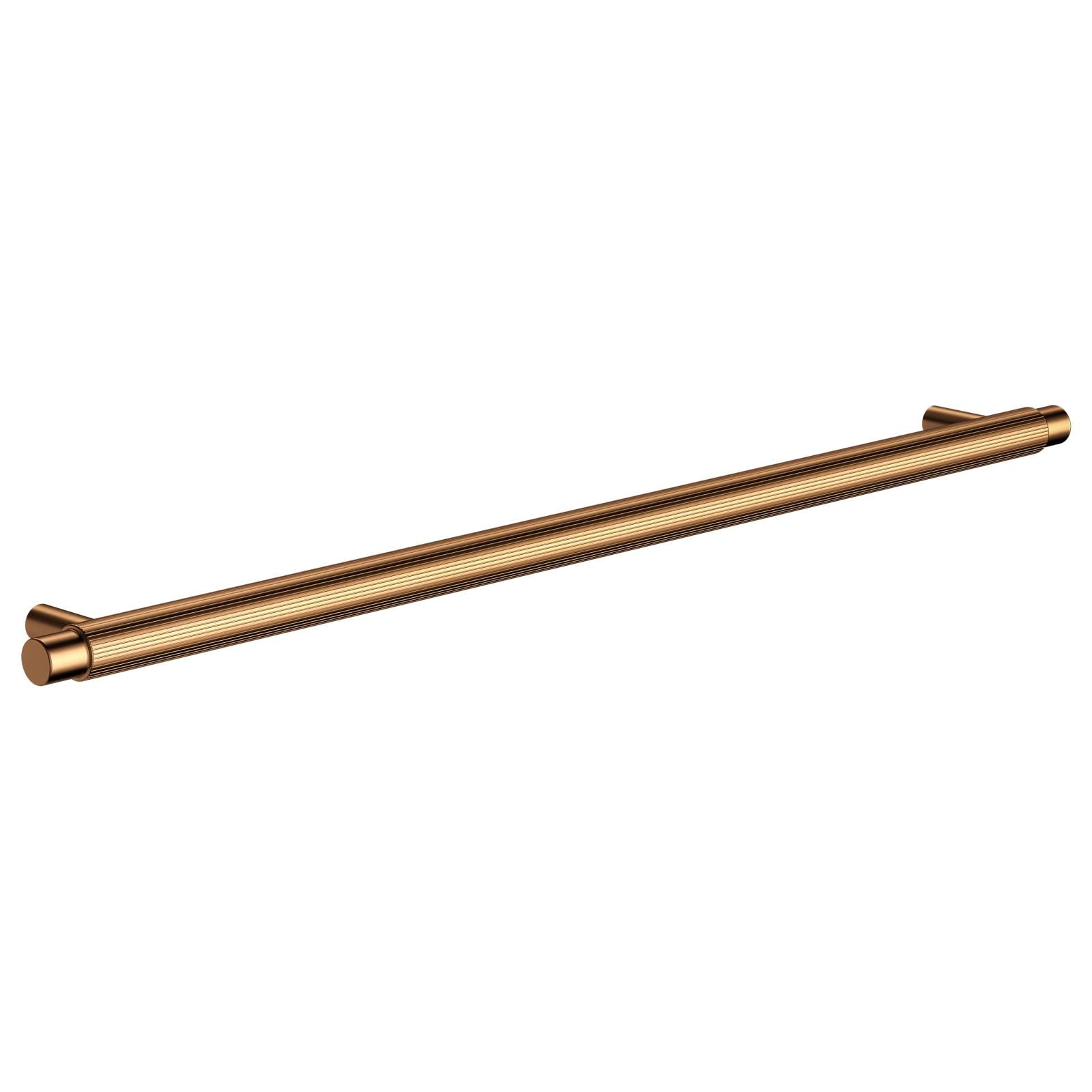 Oppen Round Pull 328mm Cabinet Handle (Linear Knurled), Lustre Bronze