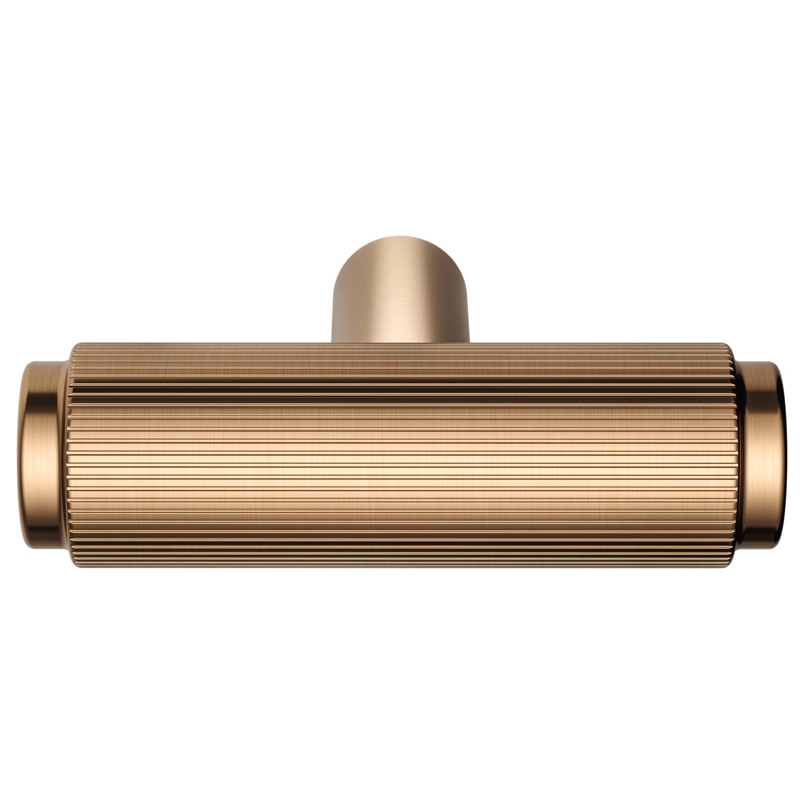 Oppen T-Pull Cabinet Handle (Linear Knurled), Lustre Bronze