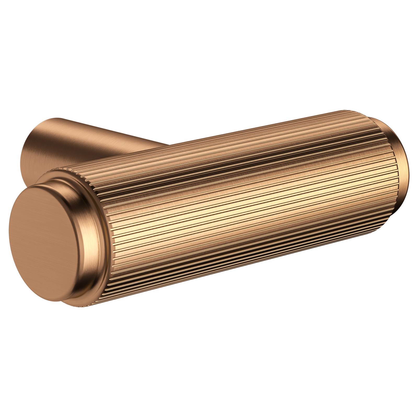 Oppen T-Pull Cabinet Handle (Linear Knurled), Lustre Bronze