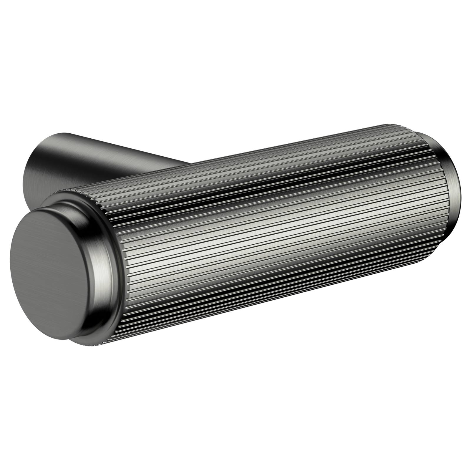 Oppen T-Pull Cabinet Handle (Linear Knurled), Shadow Gunmetal