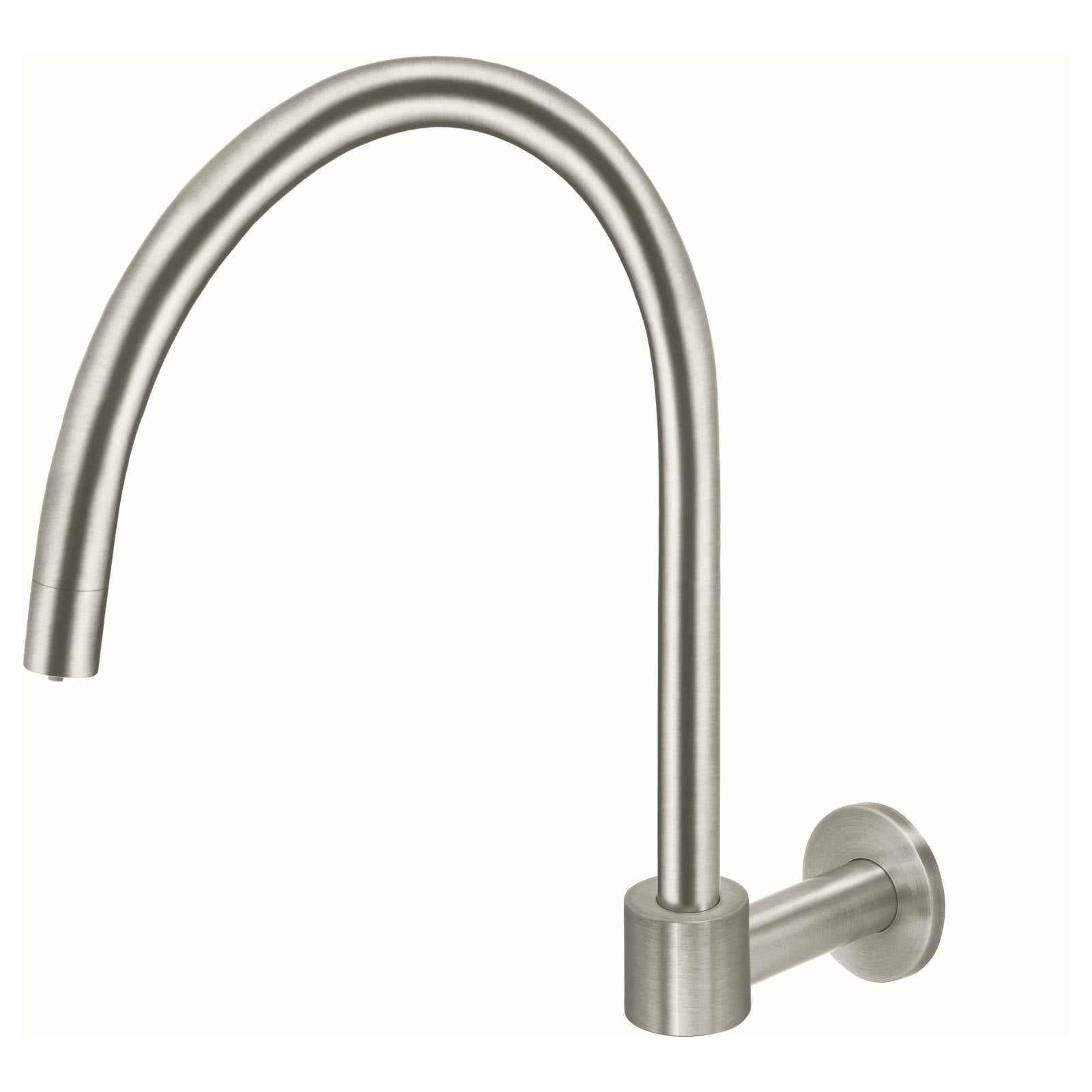 Round High-Rise Swivel Wall Spout, PVD Brushed Nickel