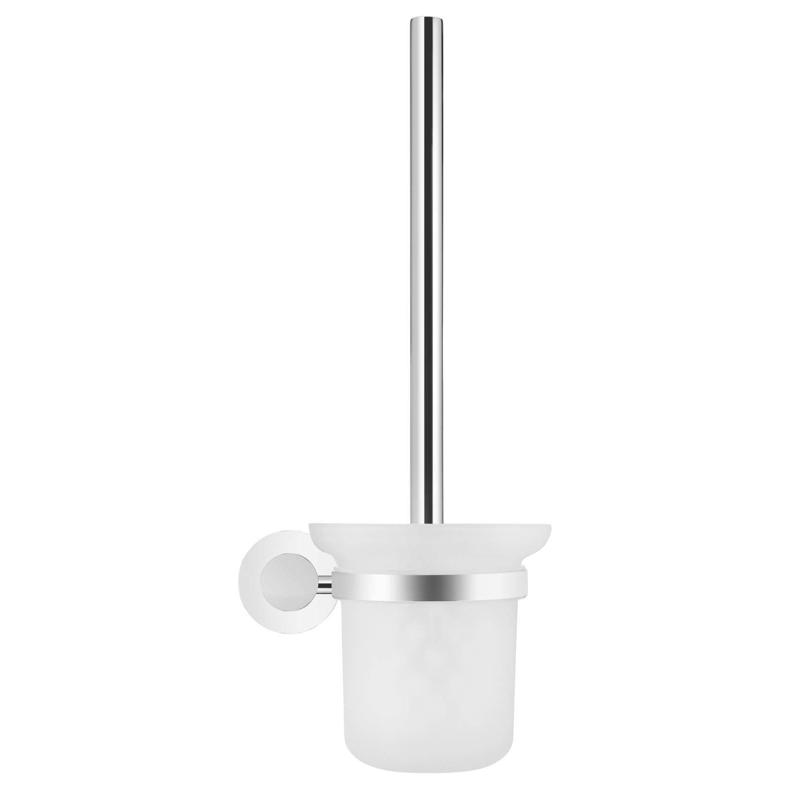 Round Toilet Brush & Holder, Polished Chrome