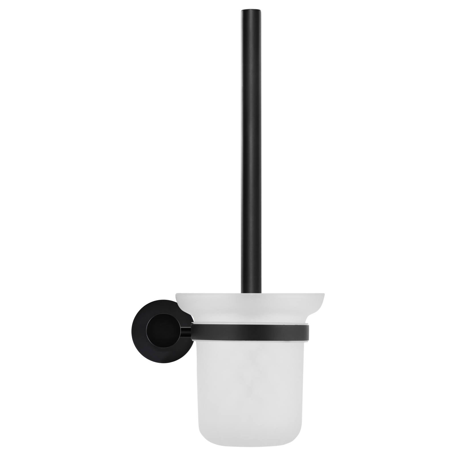 Round Toilet Brush & Holder, Matte Black