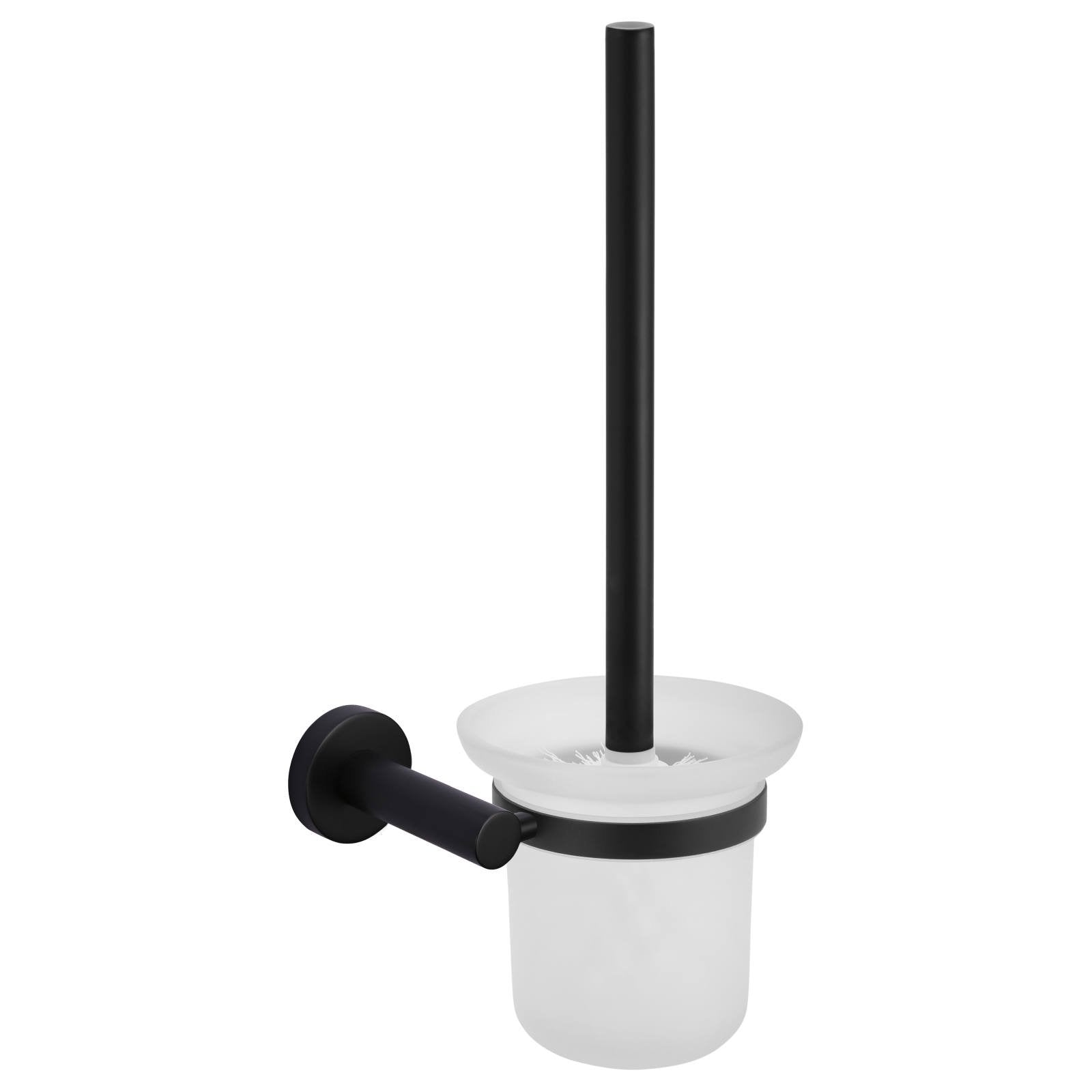 Round Toilet Brush & Holder, Matte Black