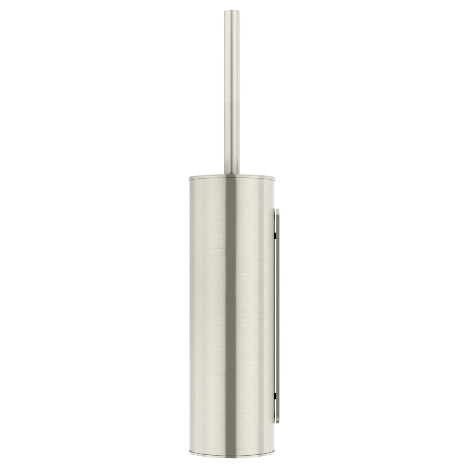 Round Toilet Brush and Holder, Brushed Nickel