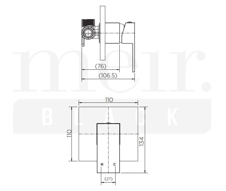 Square Wall Mixer, Matte Black