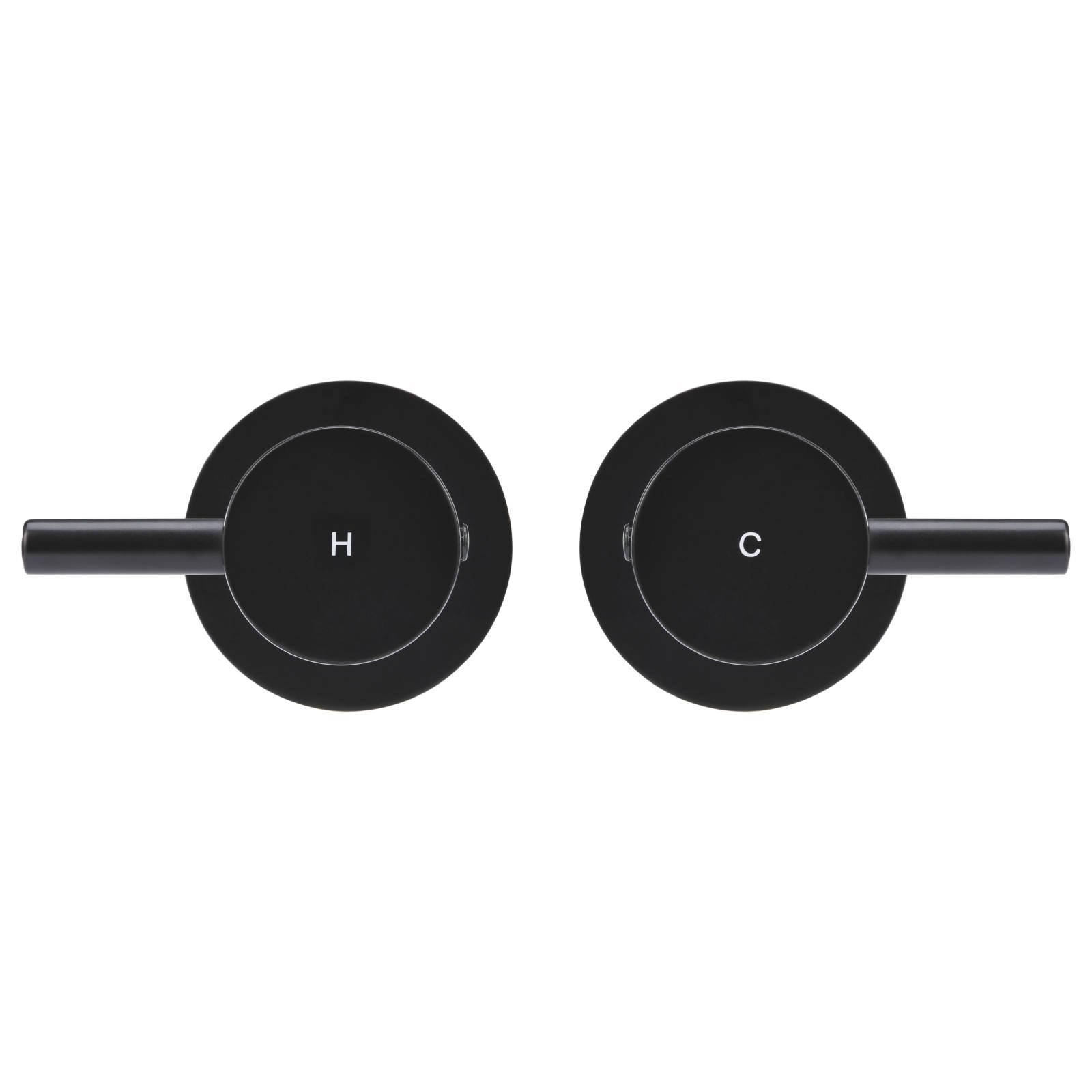 Round Quarter Turn Wall Assembly Taps, Matte Black