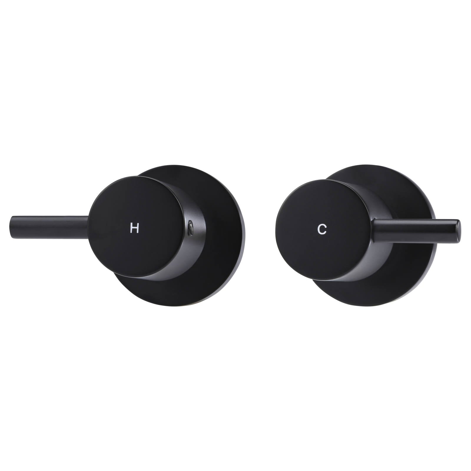 Round Quarter Turn Wall Assembly Taps, Matte Black