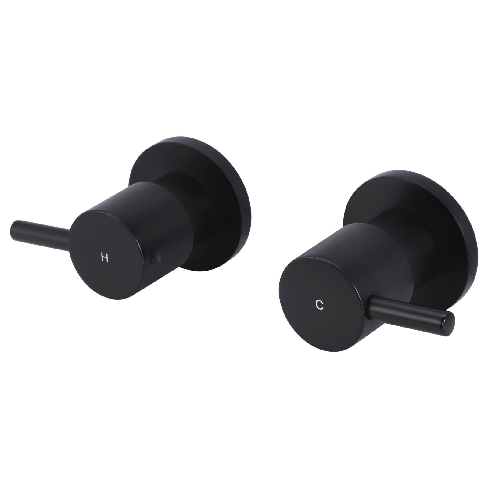 Round Quarter Turn Wall Assembly Taps, Matte Black