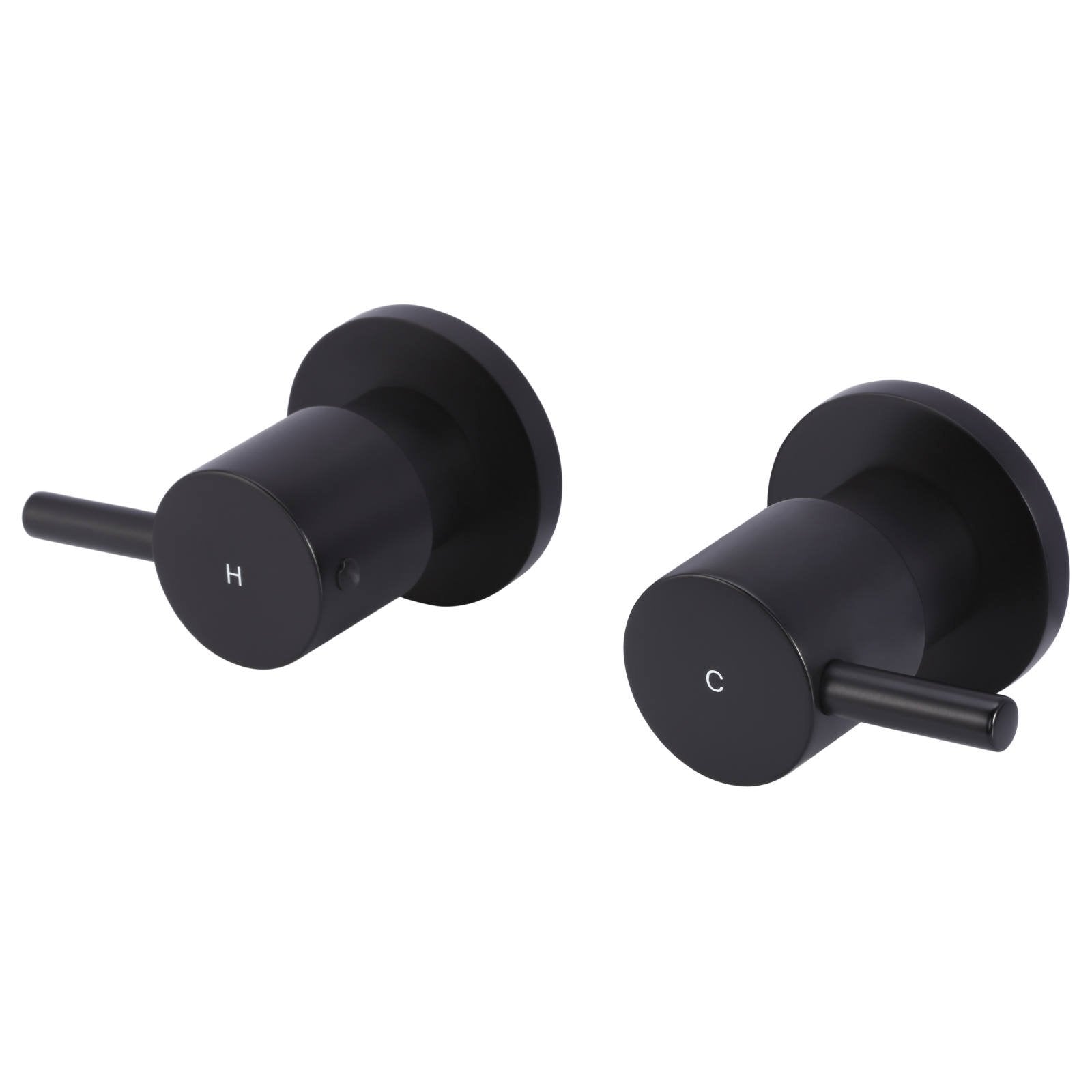 Round Quarter Turn Wall Assembly Taps, Matte Black