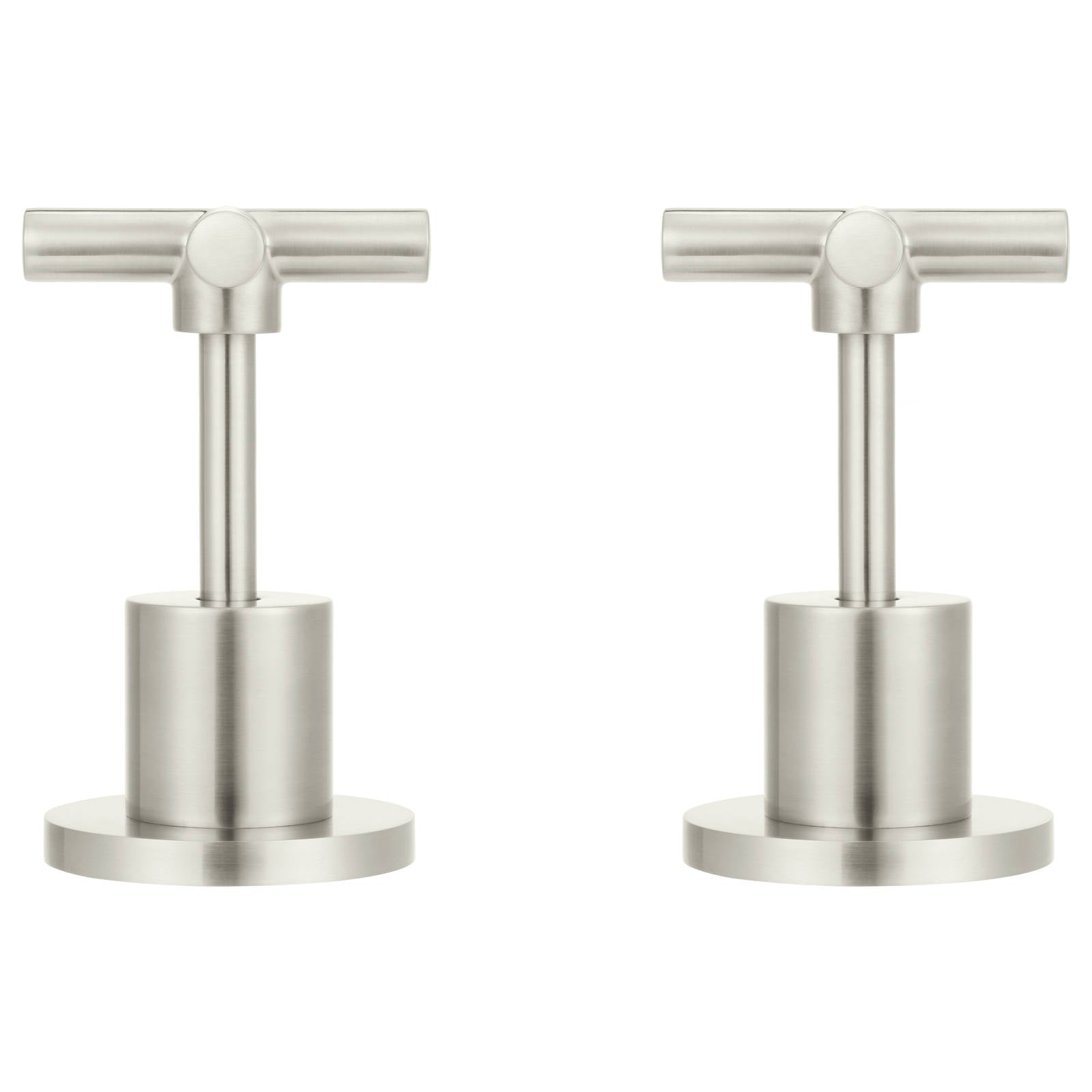 Round Cross Handle Jumper Valve Wall Top Assemblies, PVD Brushed Nickel