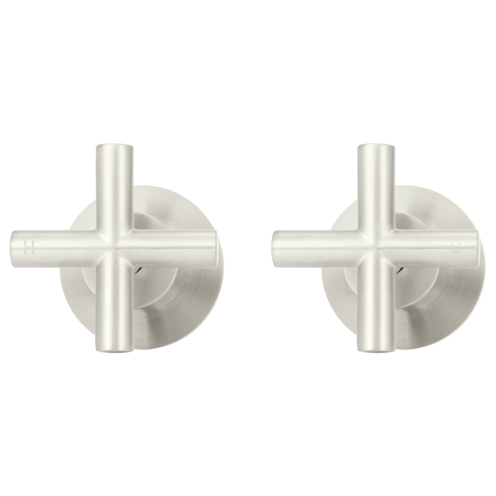 Round Cross Handle Jumper Valve Wall Top Assemblies, PVD Brushed Nickel