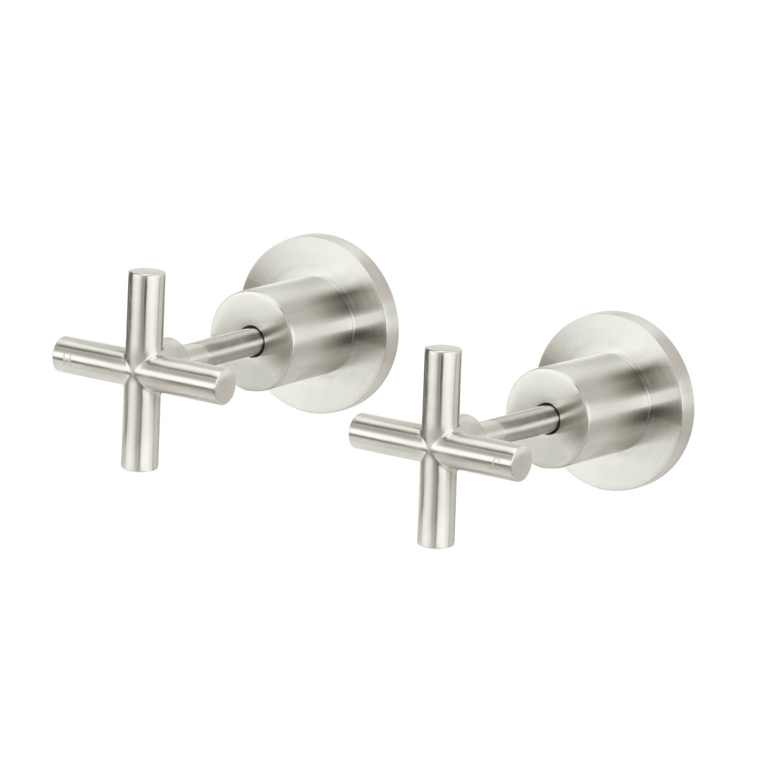 Round Cross Handle Jumper Valve Wall Top Assemblies, PVD Brushed Nickel
