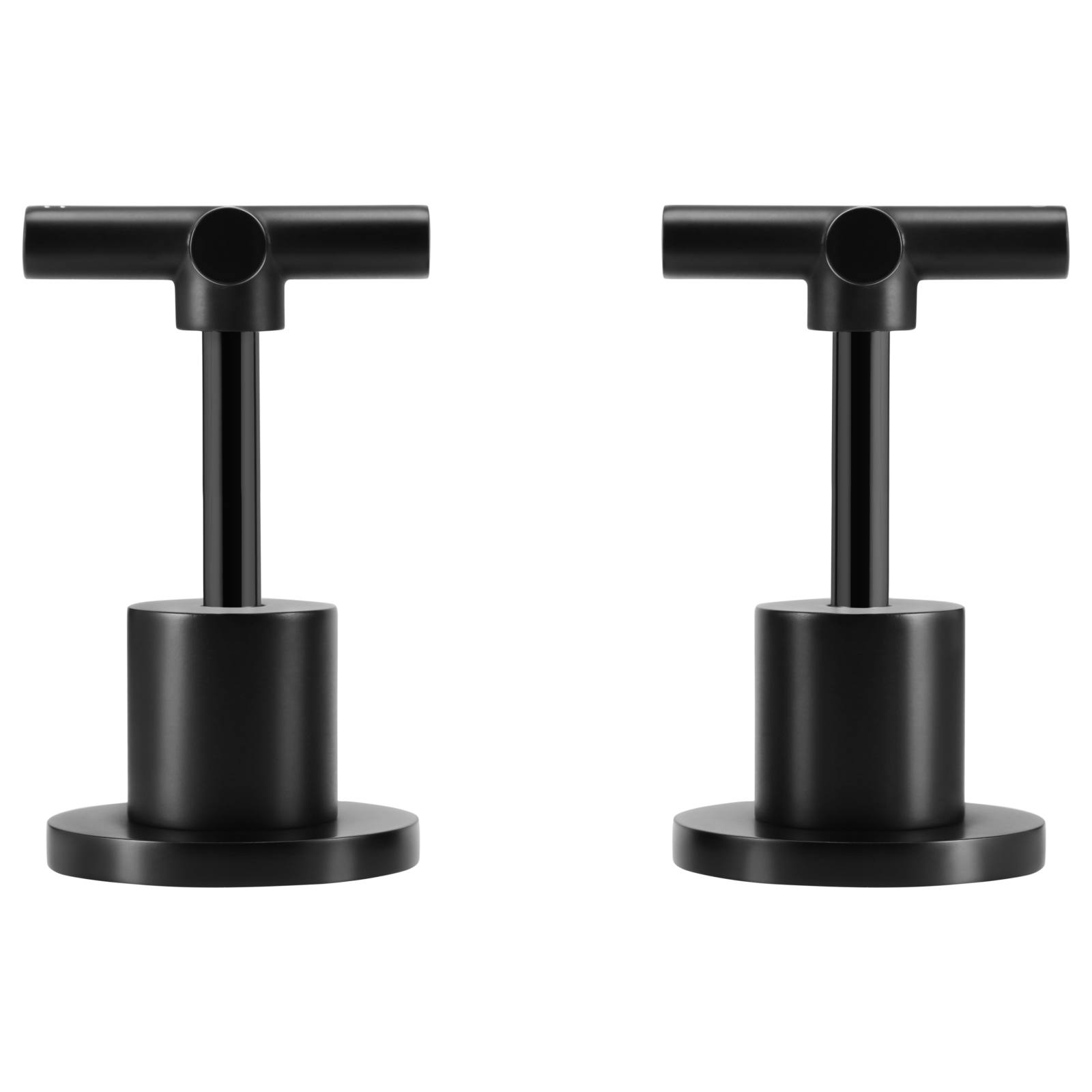 Round Cross Handle Jumper Valve Wall Top Assemblies, Matte Black