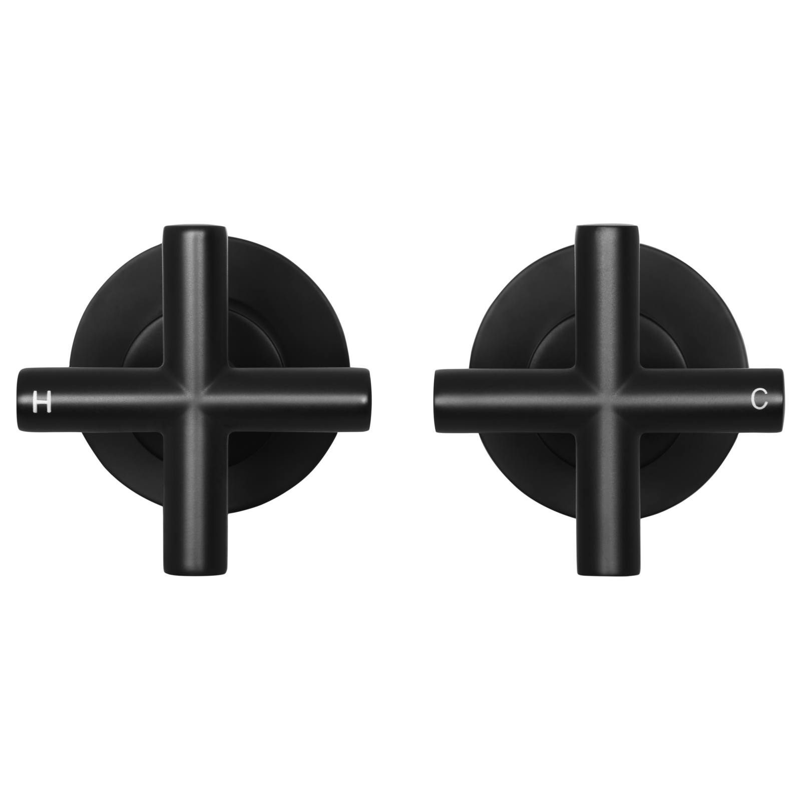Round Cross Handle Jumper Valve Wall Top Assemblies, Matte Black