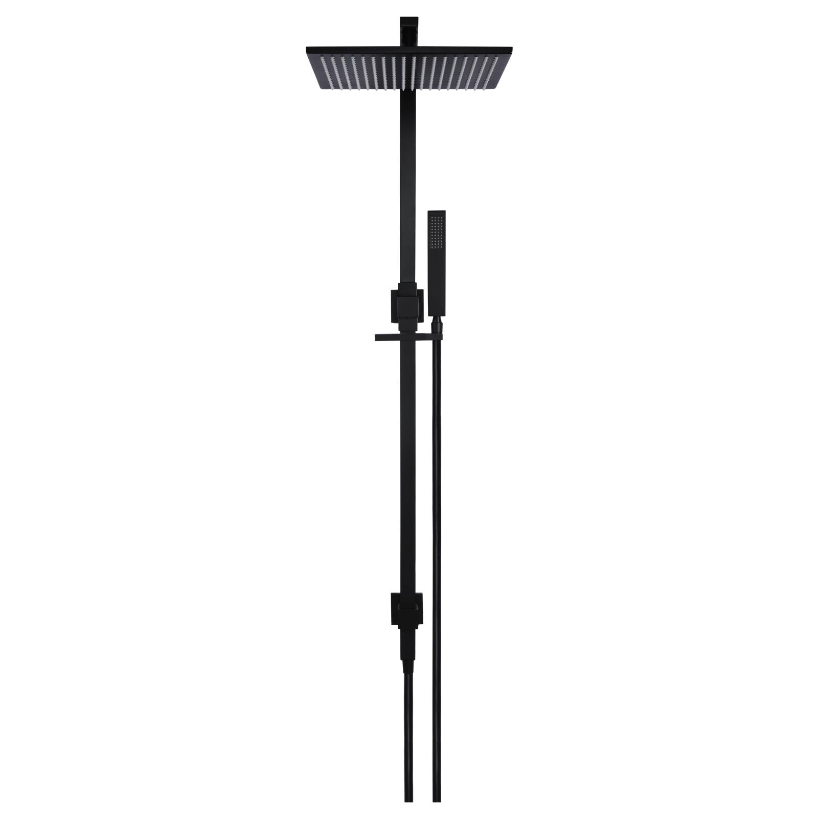Square Combo Shower Rail, Matte Black