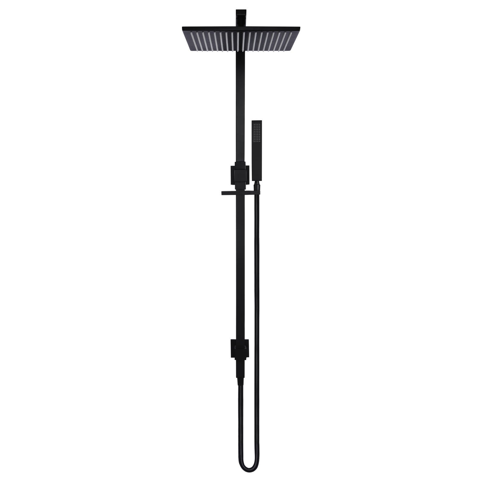Square Combo Shower Rail, Matte Black