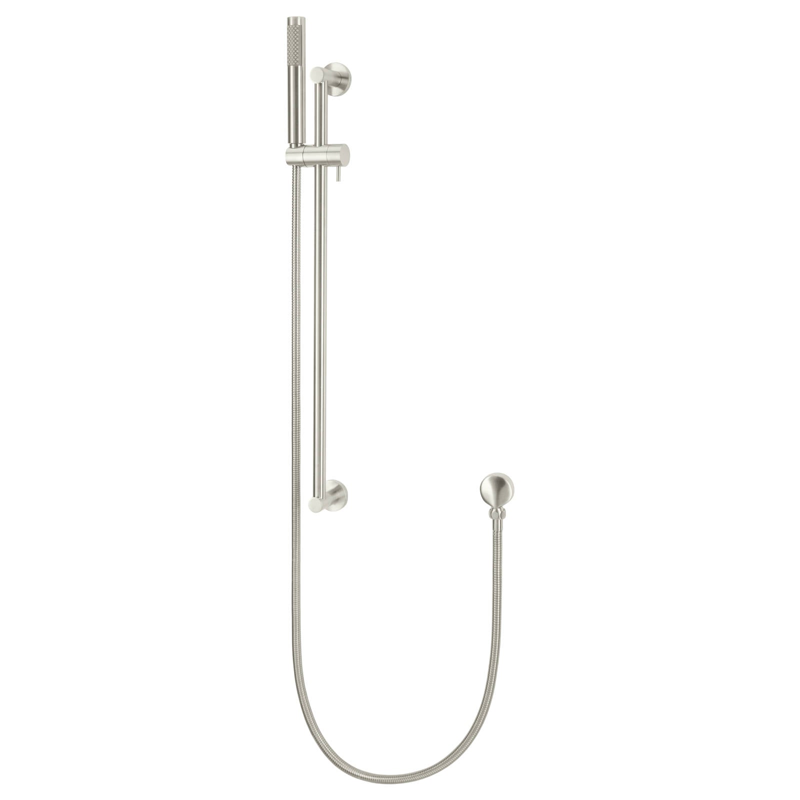 Round Hand Shower on Rail Column, PVD Brushed Nickel