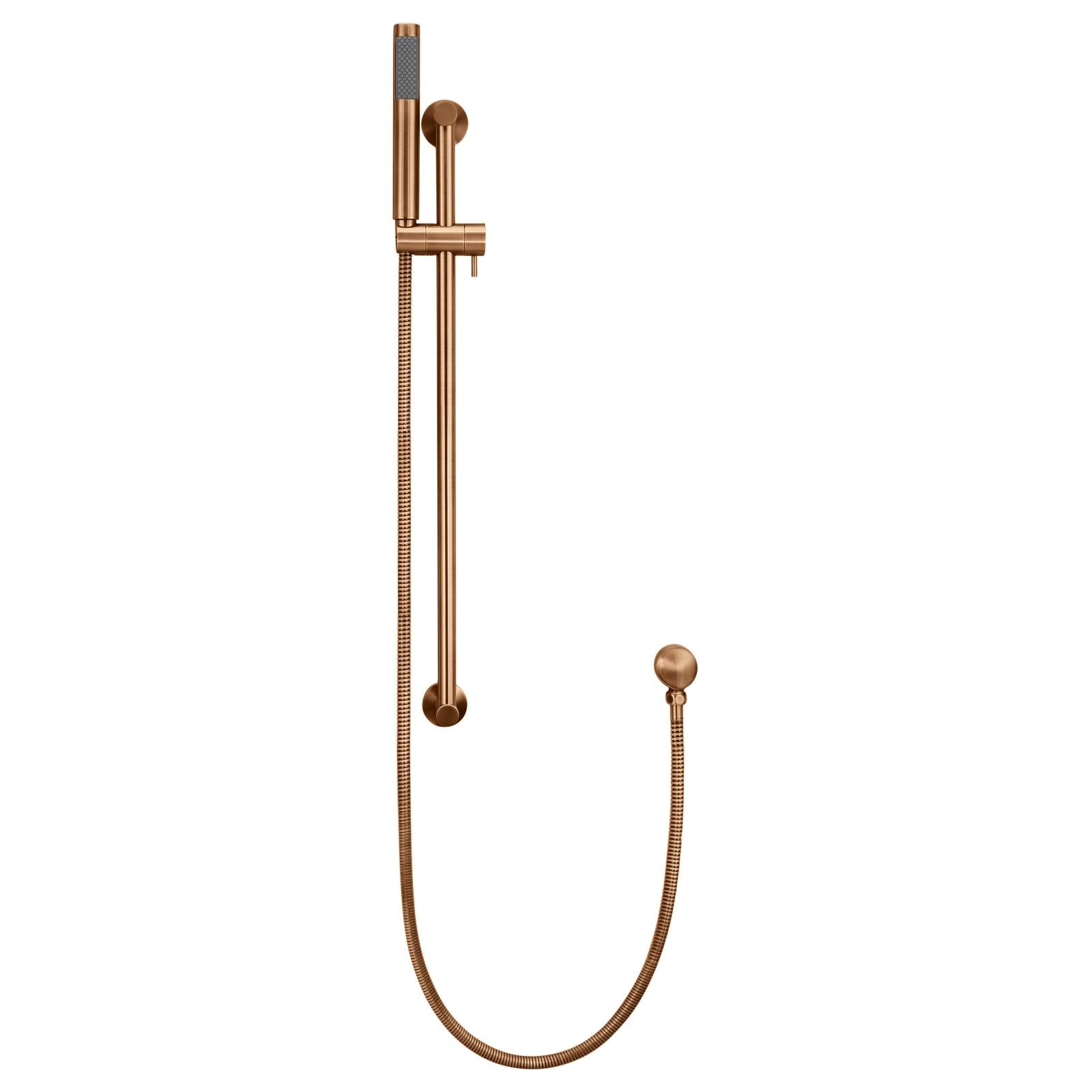 Round Hand Shower on Rail Column, Lustre Bronze