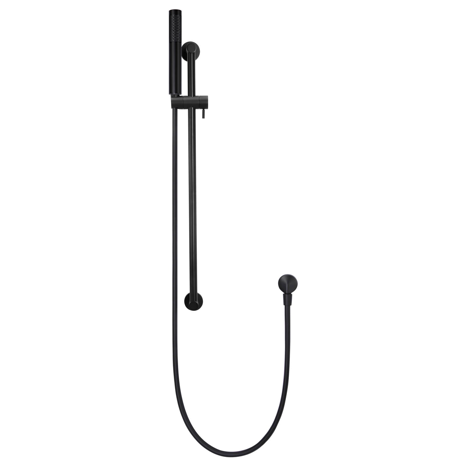 Round Shower on Rail Column, Matte Black