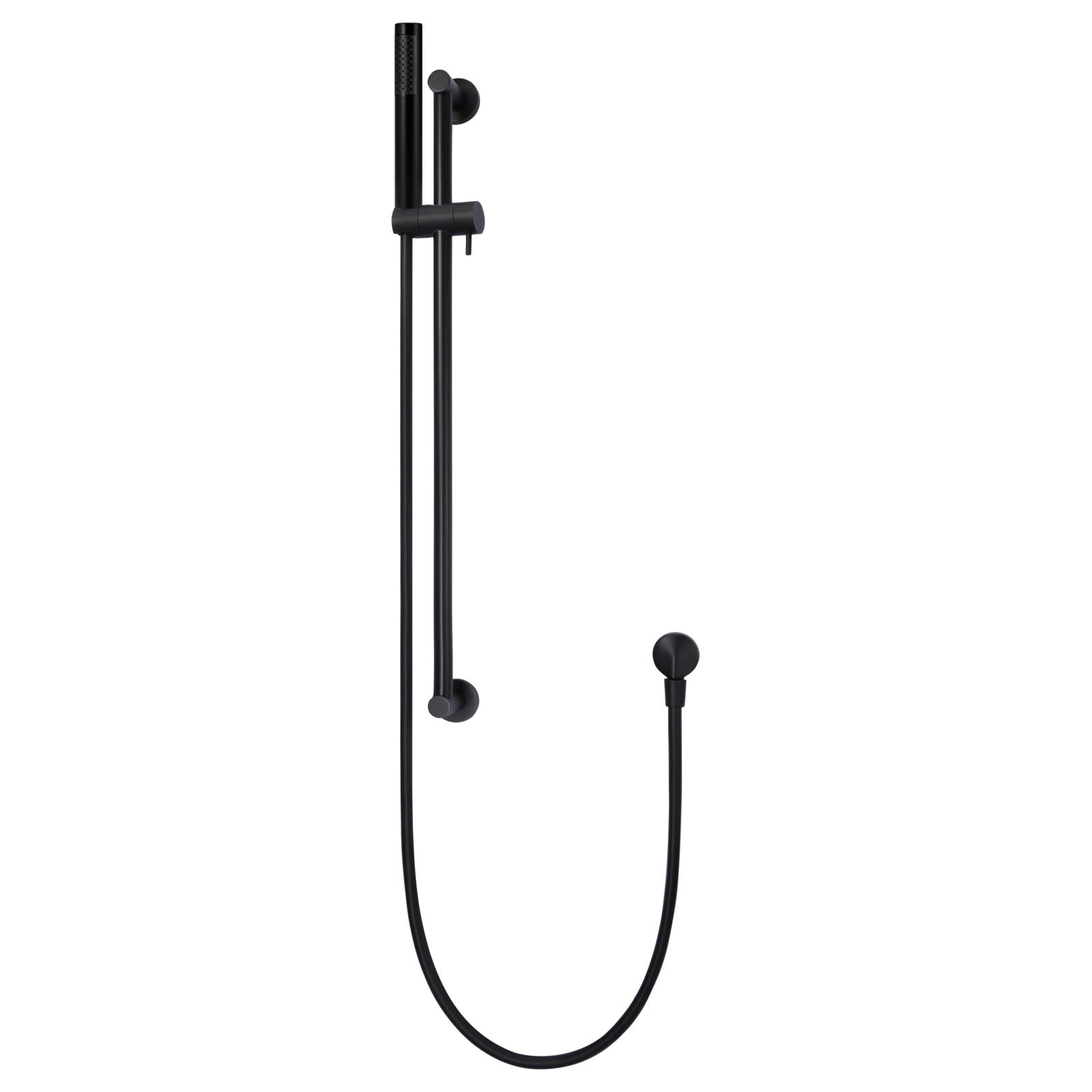 Round Shower on Rail Column, Matte Black