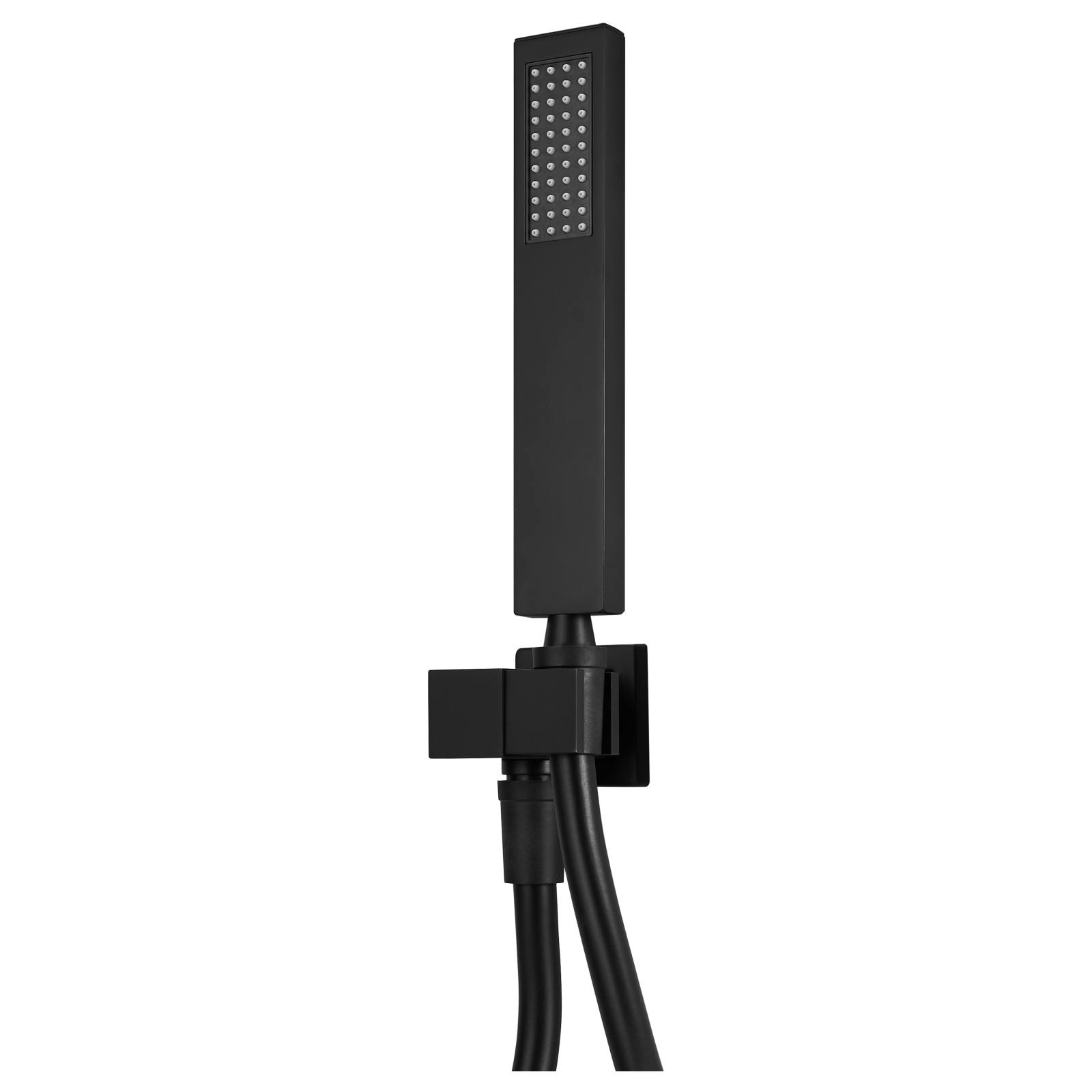 Square Shower on Bracket, Matte Black