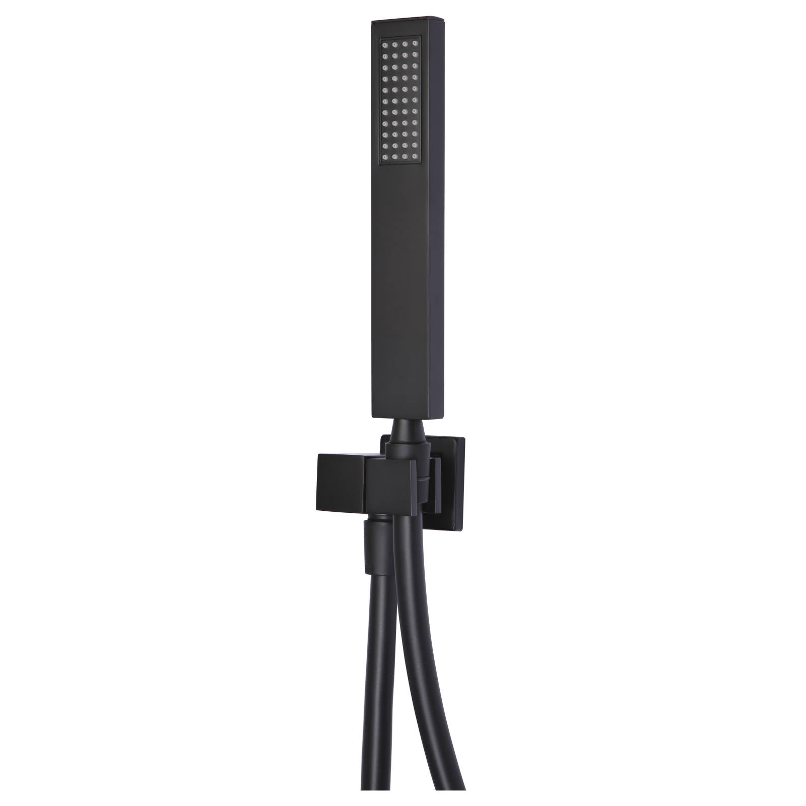 Square Shower on Bracket, Matte Black