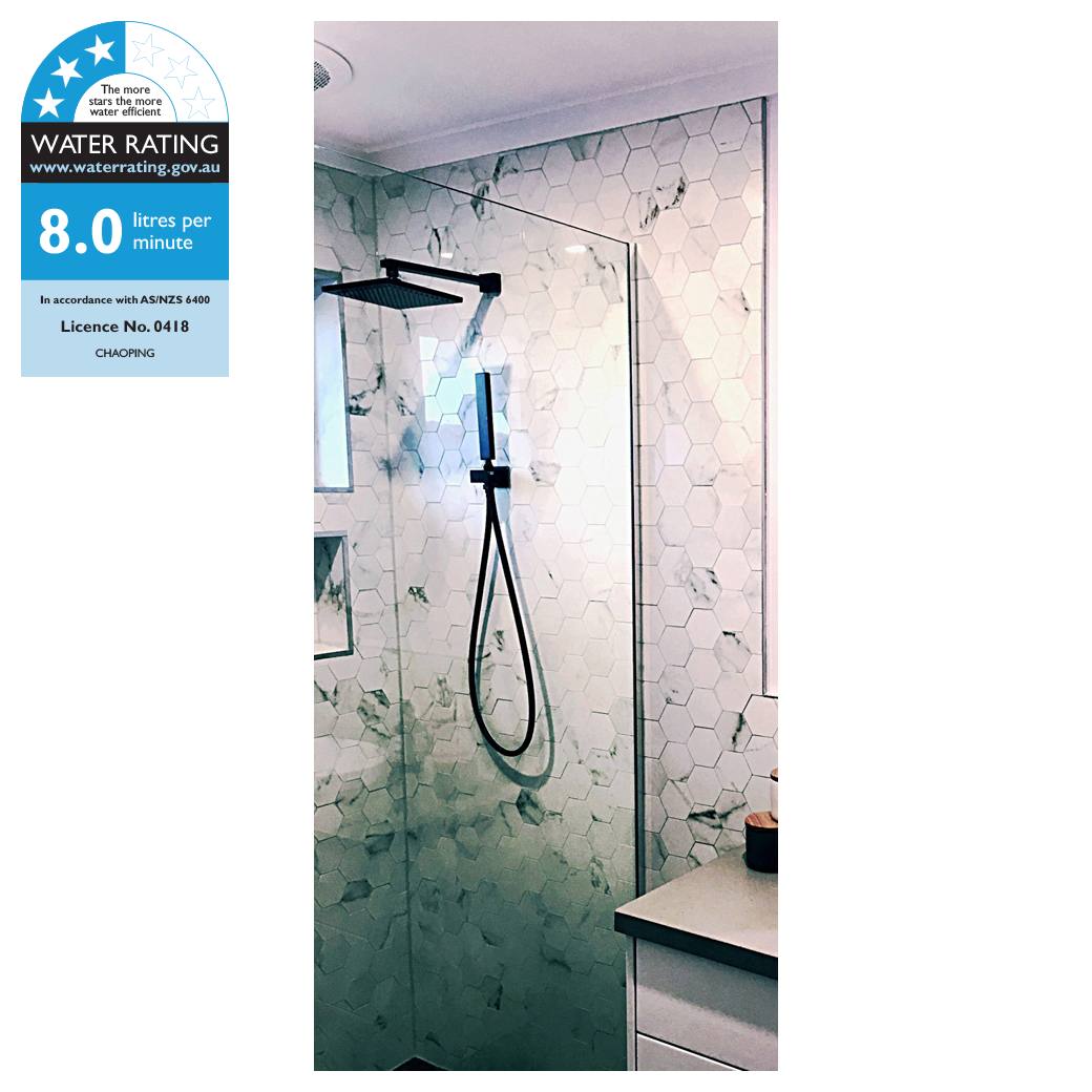 Square Shower on Bracket, Matte Black