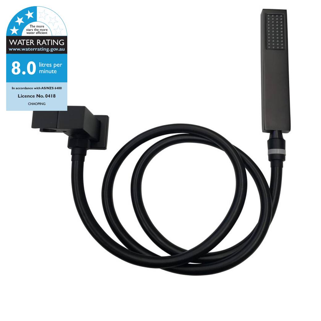 Square Shower on Bracket, Matte Black