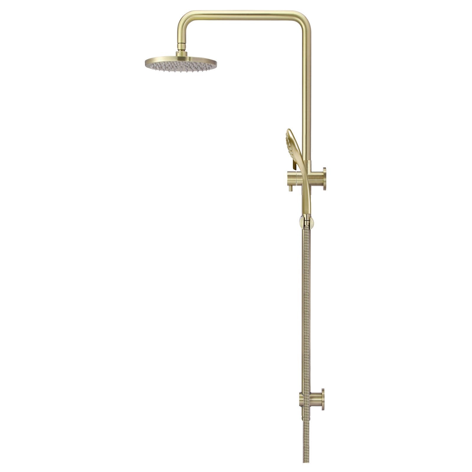 Round Combo Shower Rail, 200mm Rose, 3 Function Hand Shower, PVD Tiger Bronze