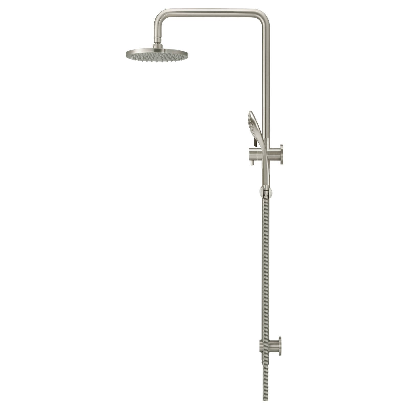 Round Combo Shower Rail, 200mm Rose, 3 Function Hand Shower, PVD Brushed Nickel