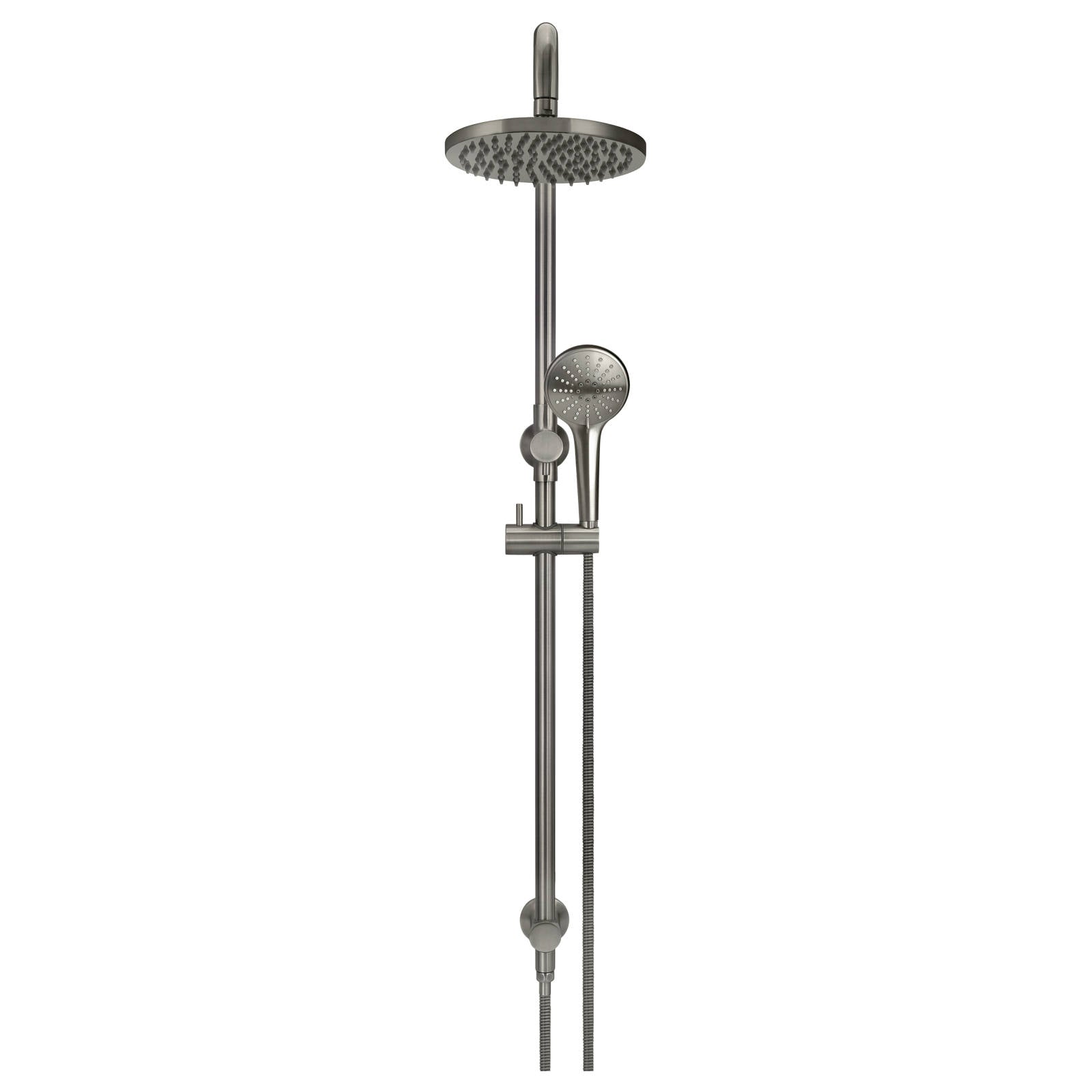 Round Combo Shower Rail, 200mm Rose, 3 Function Hand Shower, Shadow