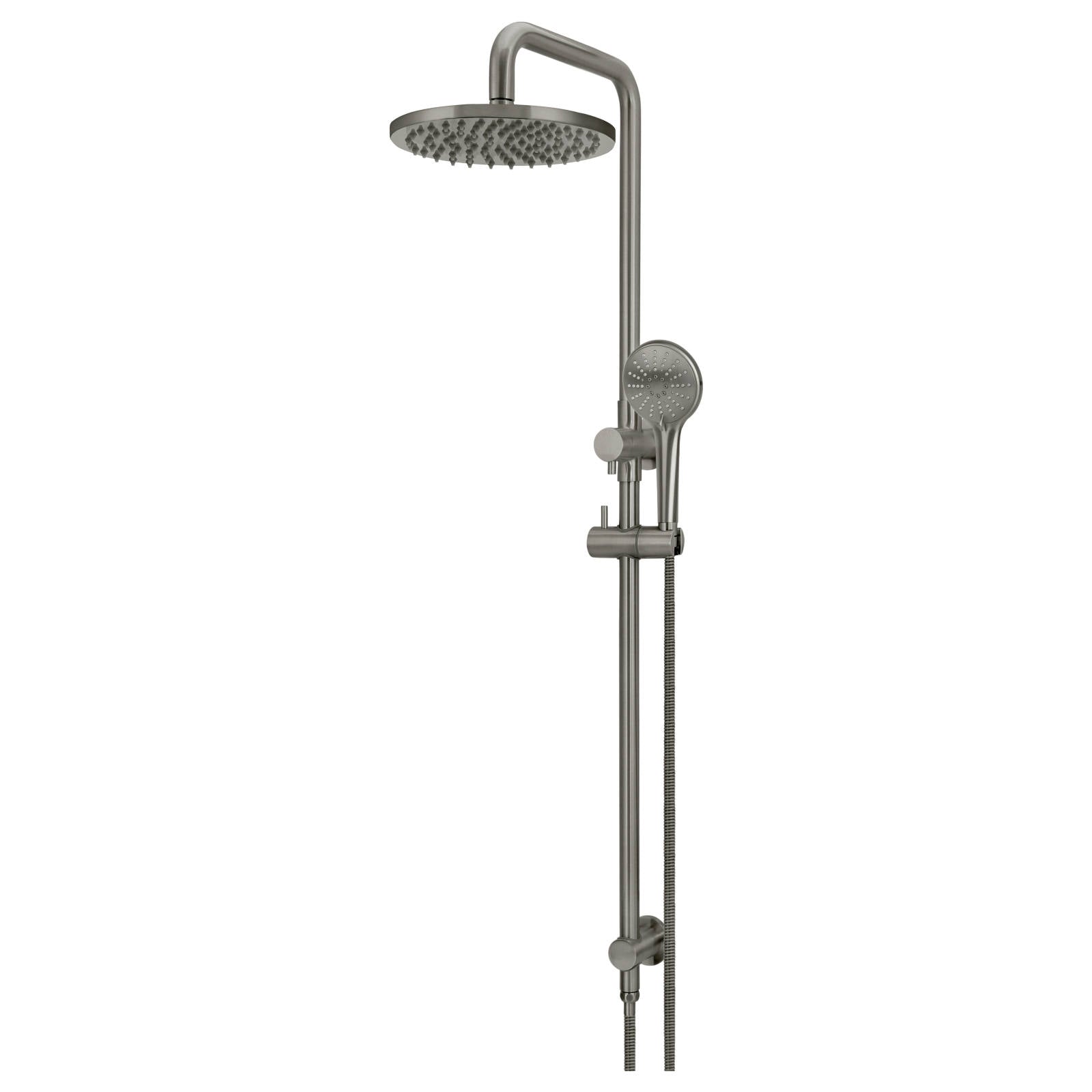 Round Combo Shower Rail, 200mm Rose, 3 Function Hand Shower, Shadow