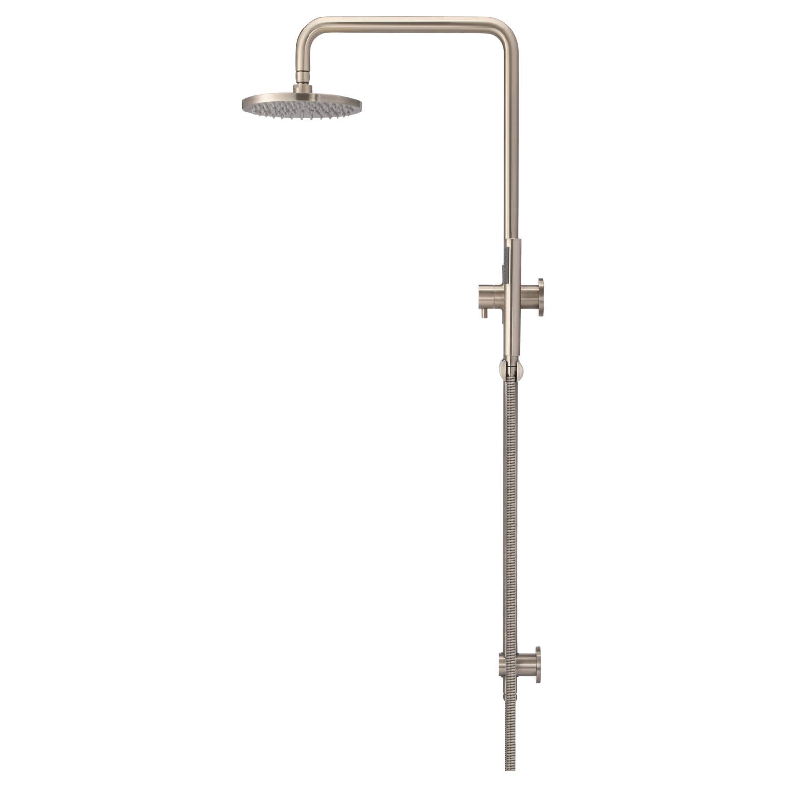 Round Combo Shower Rail, 200mm Rose w Hand Shower, Champagne