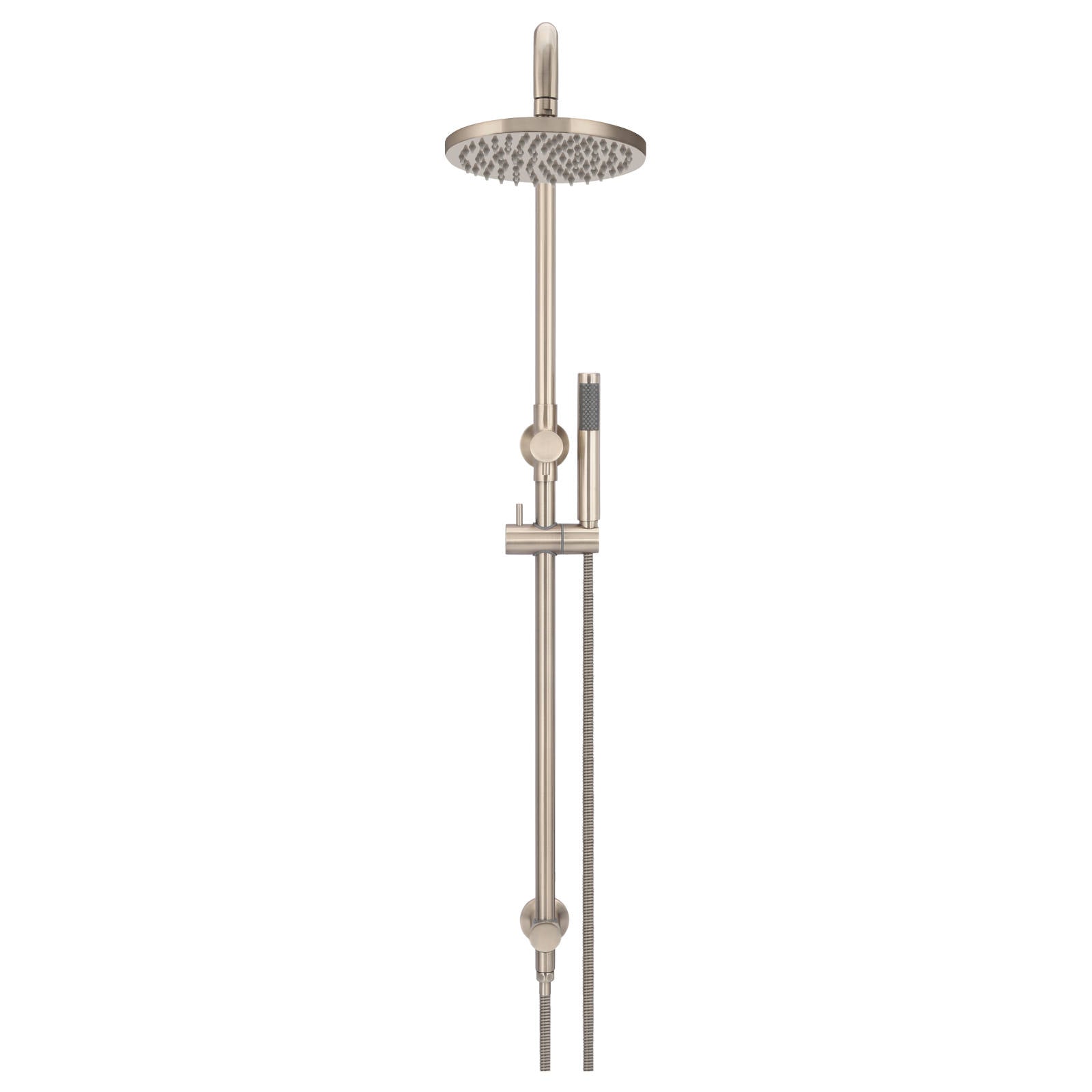 Round Combo Shower Rail, 200mm Rose w Hand Shower, Champagne