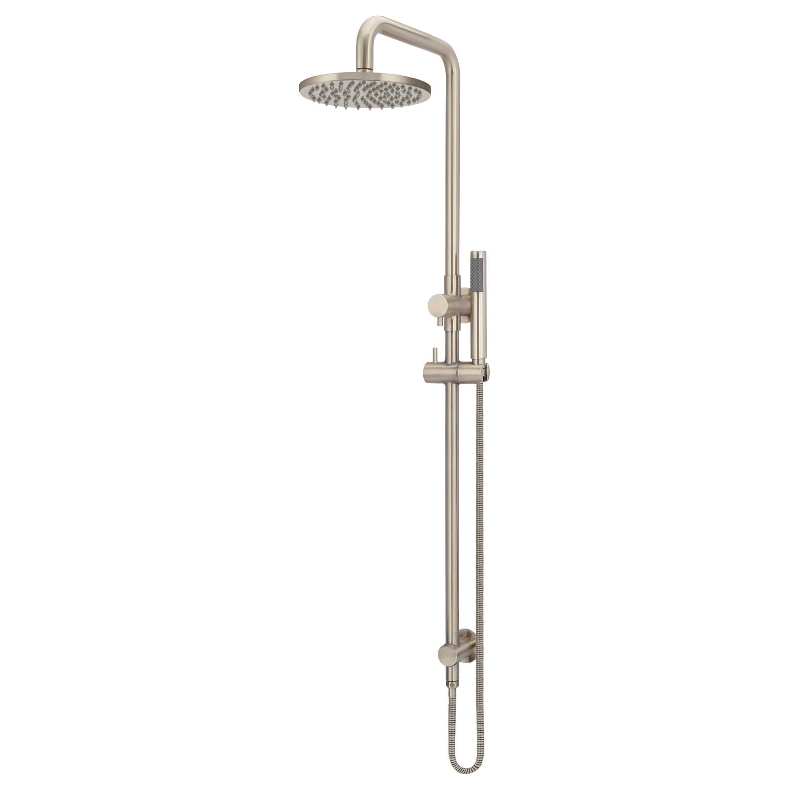 Round Combo Shower Rail, 200mm Rose w Hand Shower, Champagne