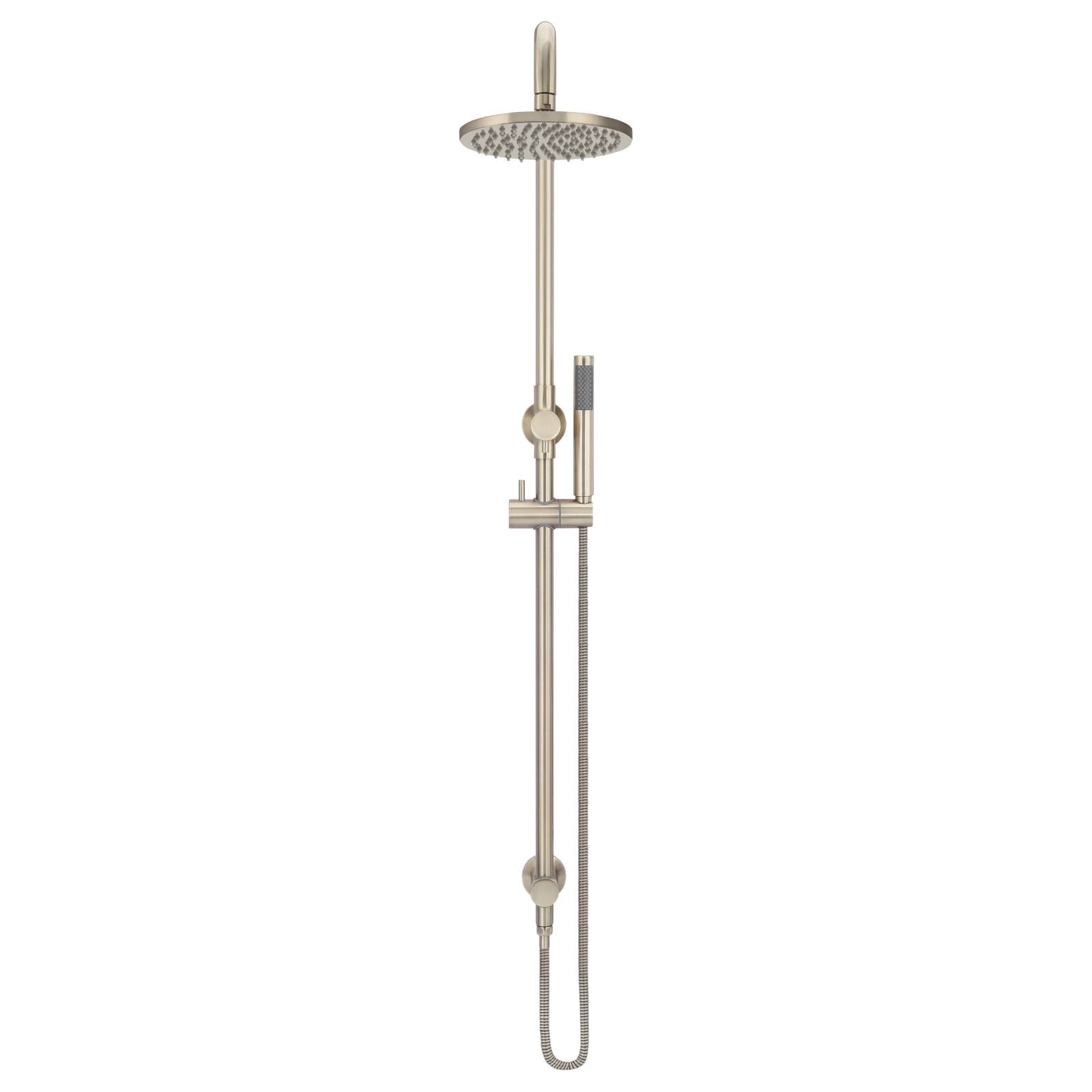Round Combo Shower Rail, 200mm Rose w Hand Shower, Champagne