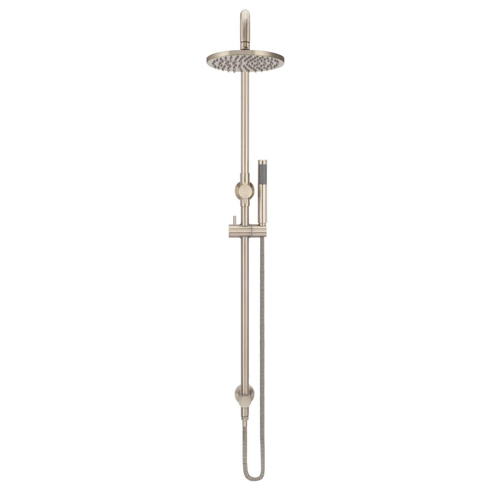 Round Combo Shower Rail, 200mm Rose w Hand Shower, Champagne