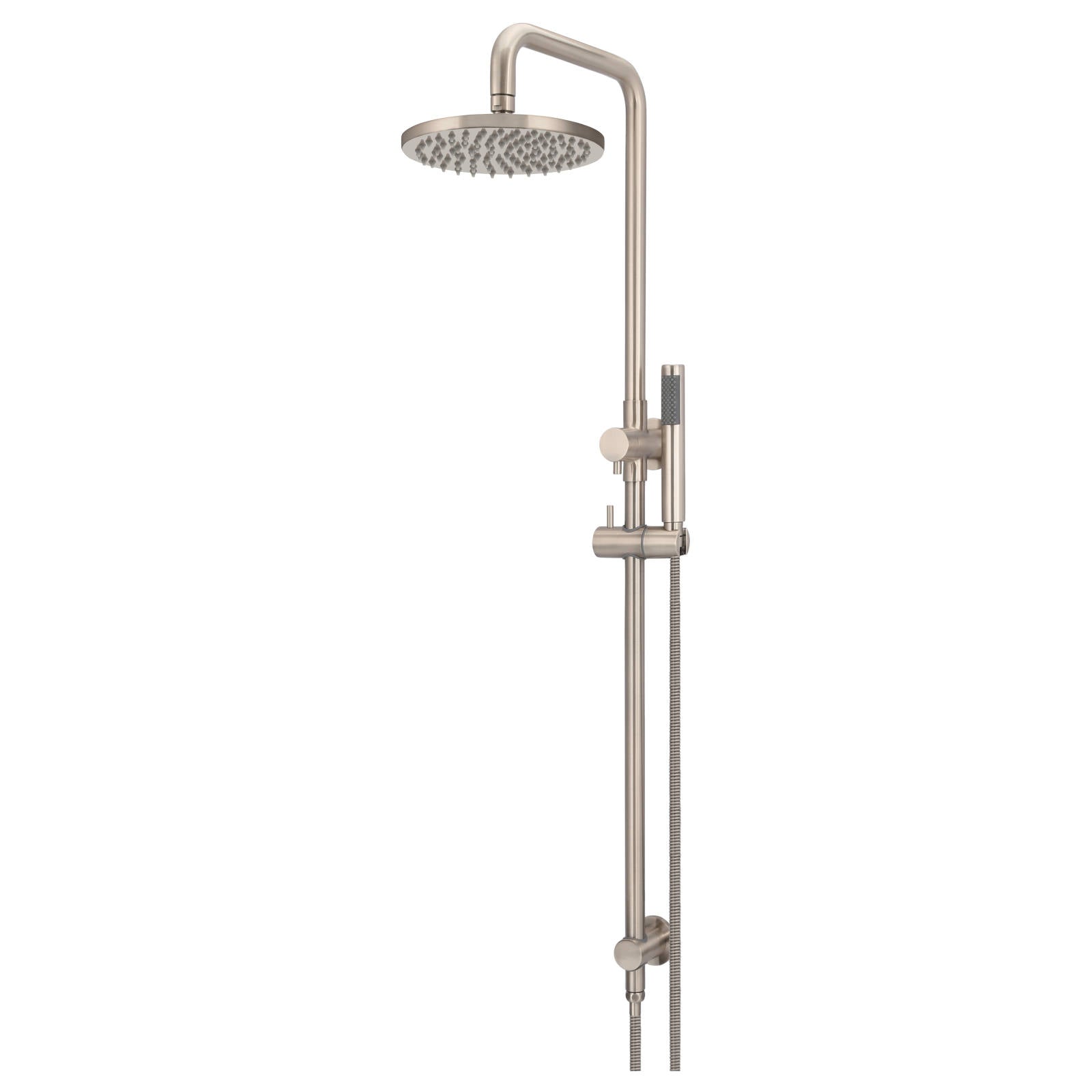 Round Combo Shower Rail, 200mm Rose w Hand Shower, Champagne