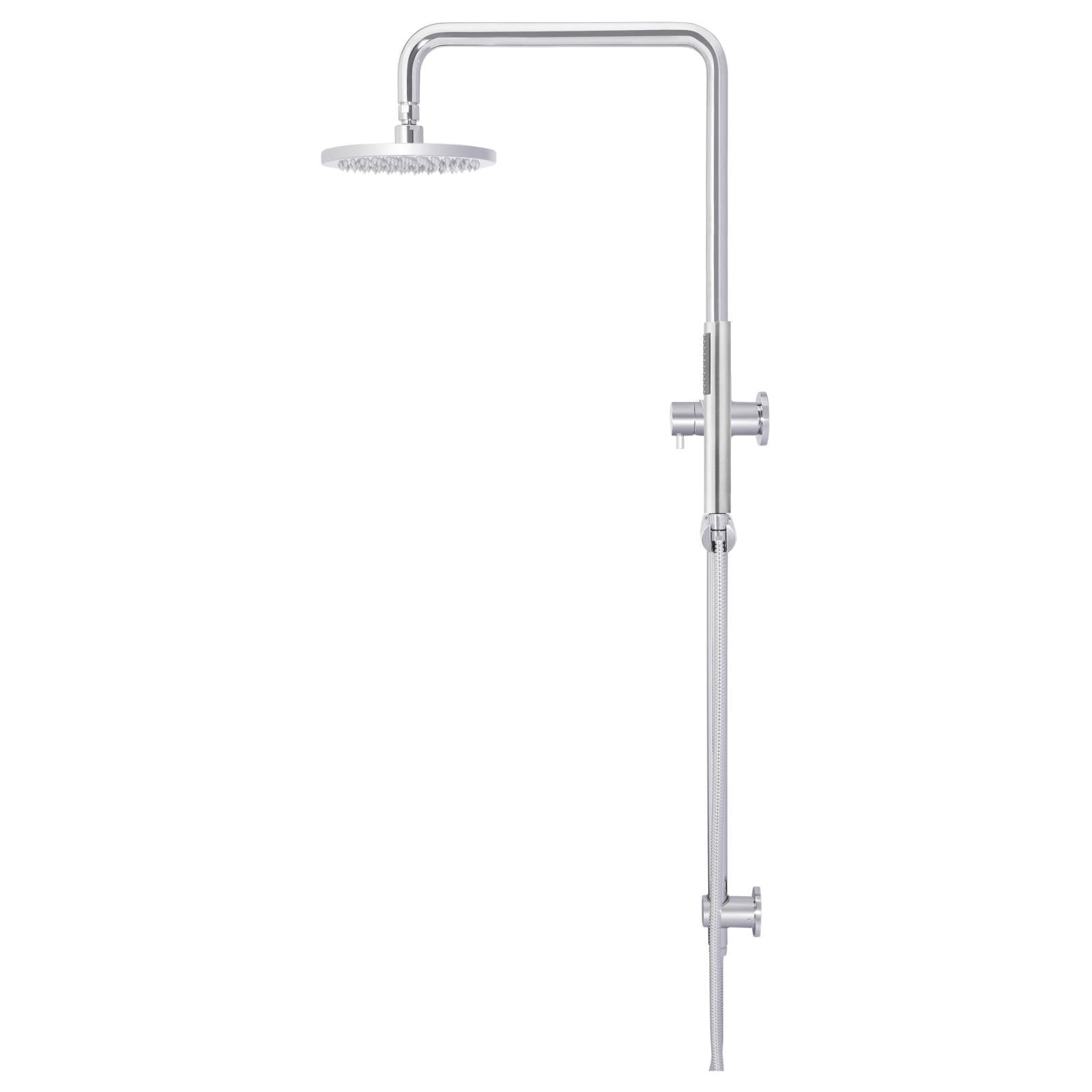 Round Combo Shower Rail, 200mm Rose w Hand Shower, Polished Chrome