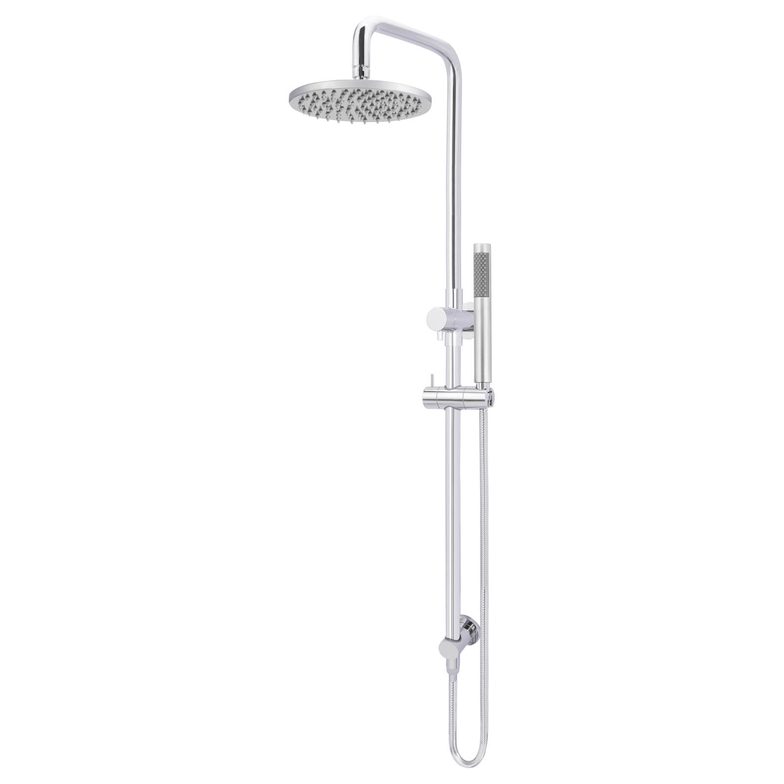 Round Combo Shower Rail, 200mm Rose w Hand Shower, Polished Chrome