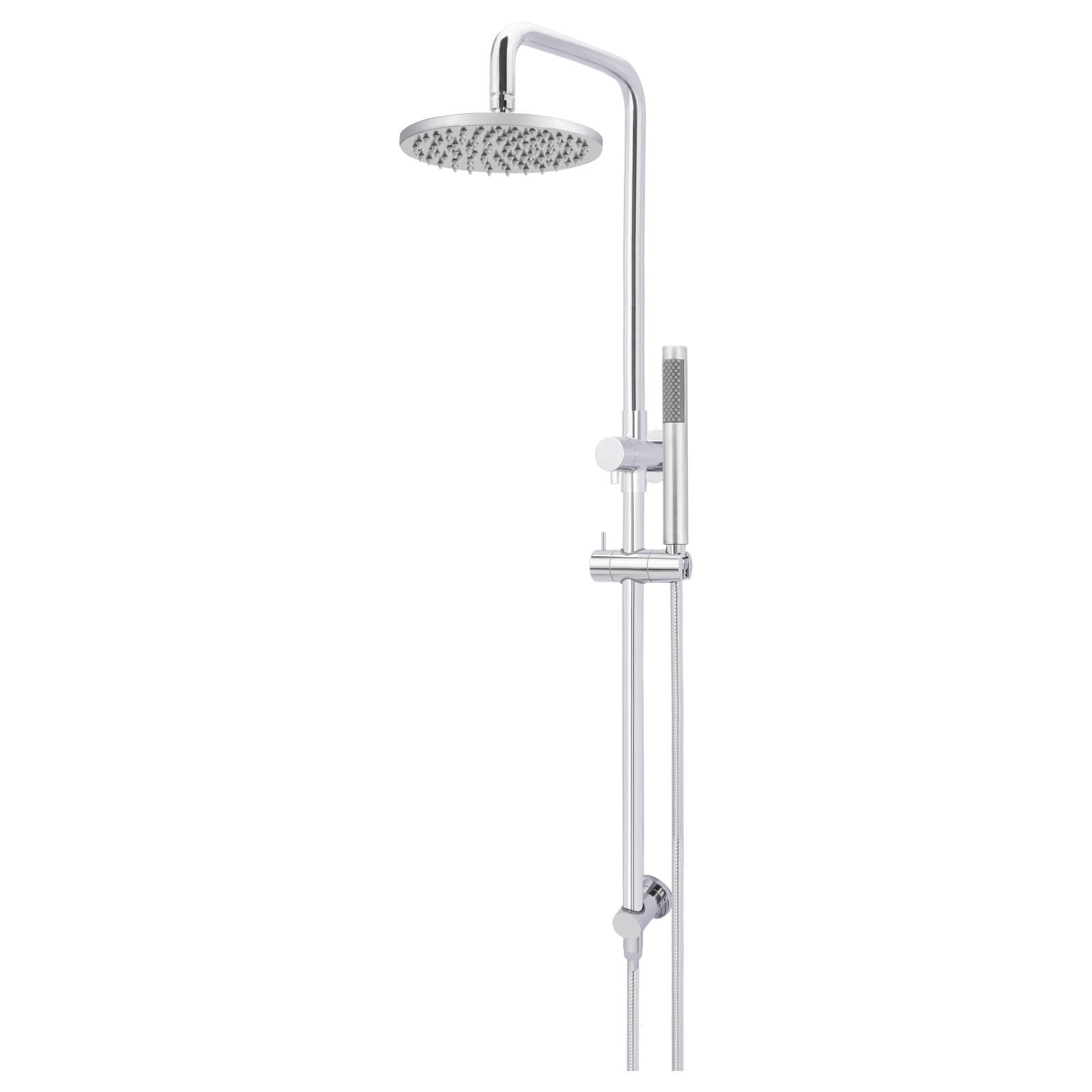 Round Combo Shower Rail, 200mm Rose w Hand Shower, Polished Chrome