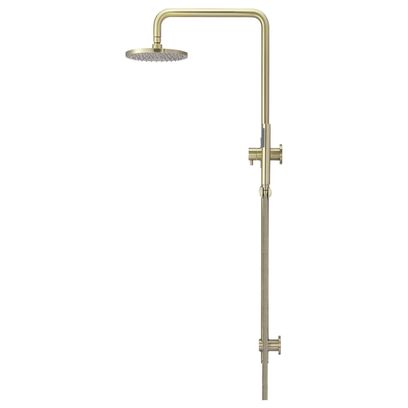 Round Combo Shower Rail, 200mm Rose w Hand Shower, PVD Tiger Bronze